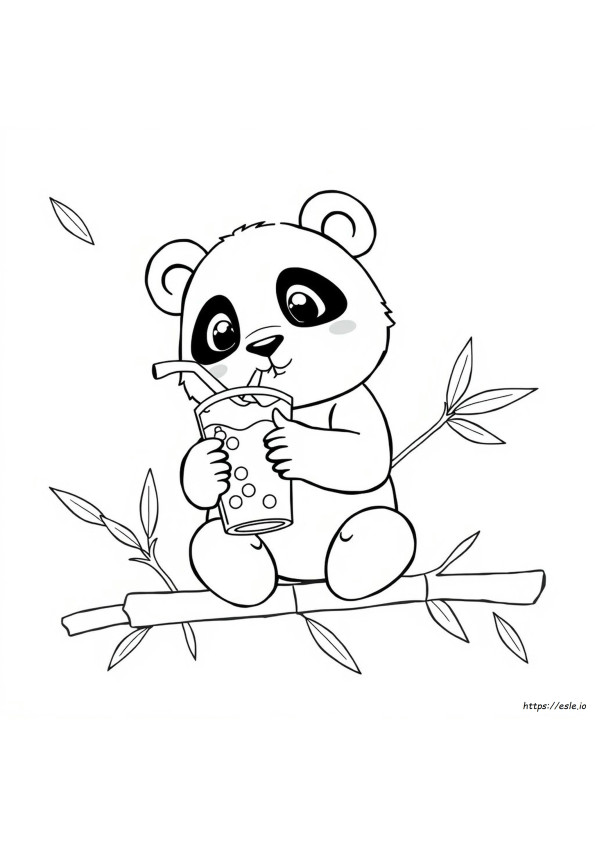 パンダのタピオカドリンクぬりえ