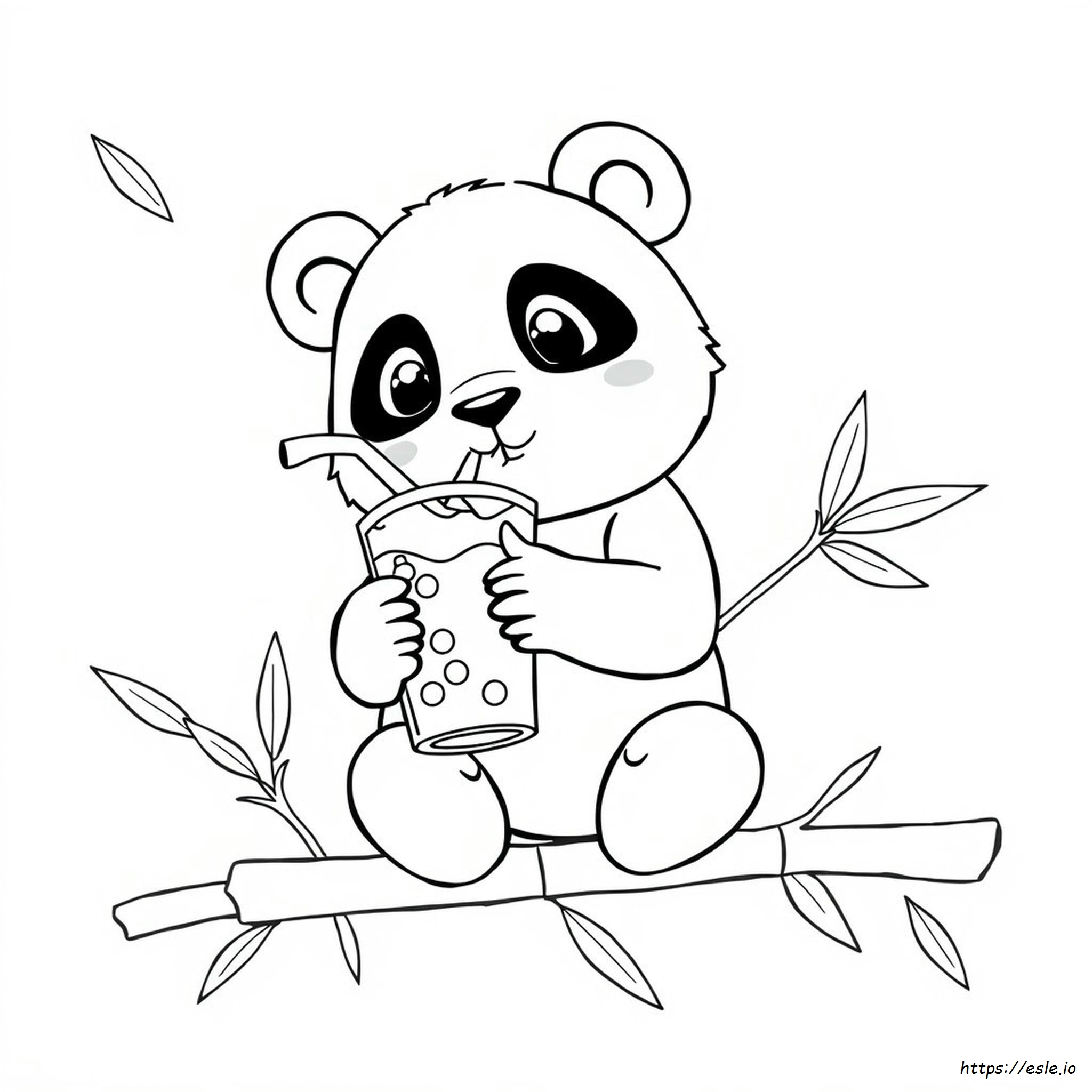 Panda Drinking Boba Coloring Page