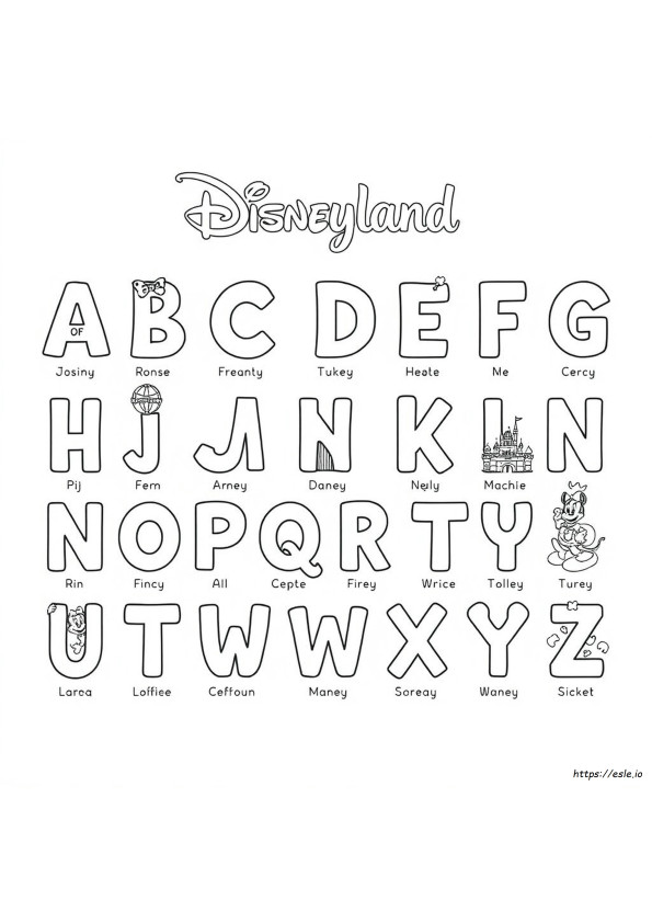 Free Printable Disney Alphabet Coloring Pages
