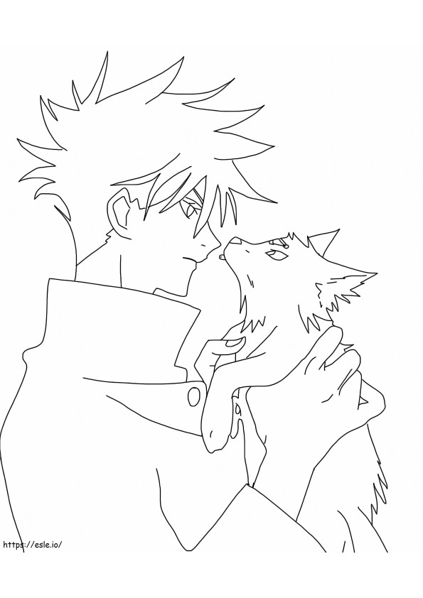 Megumi e o Lobo para colorir