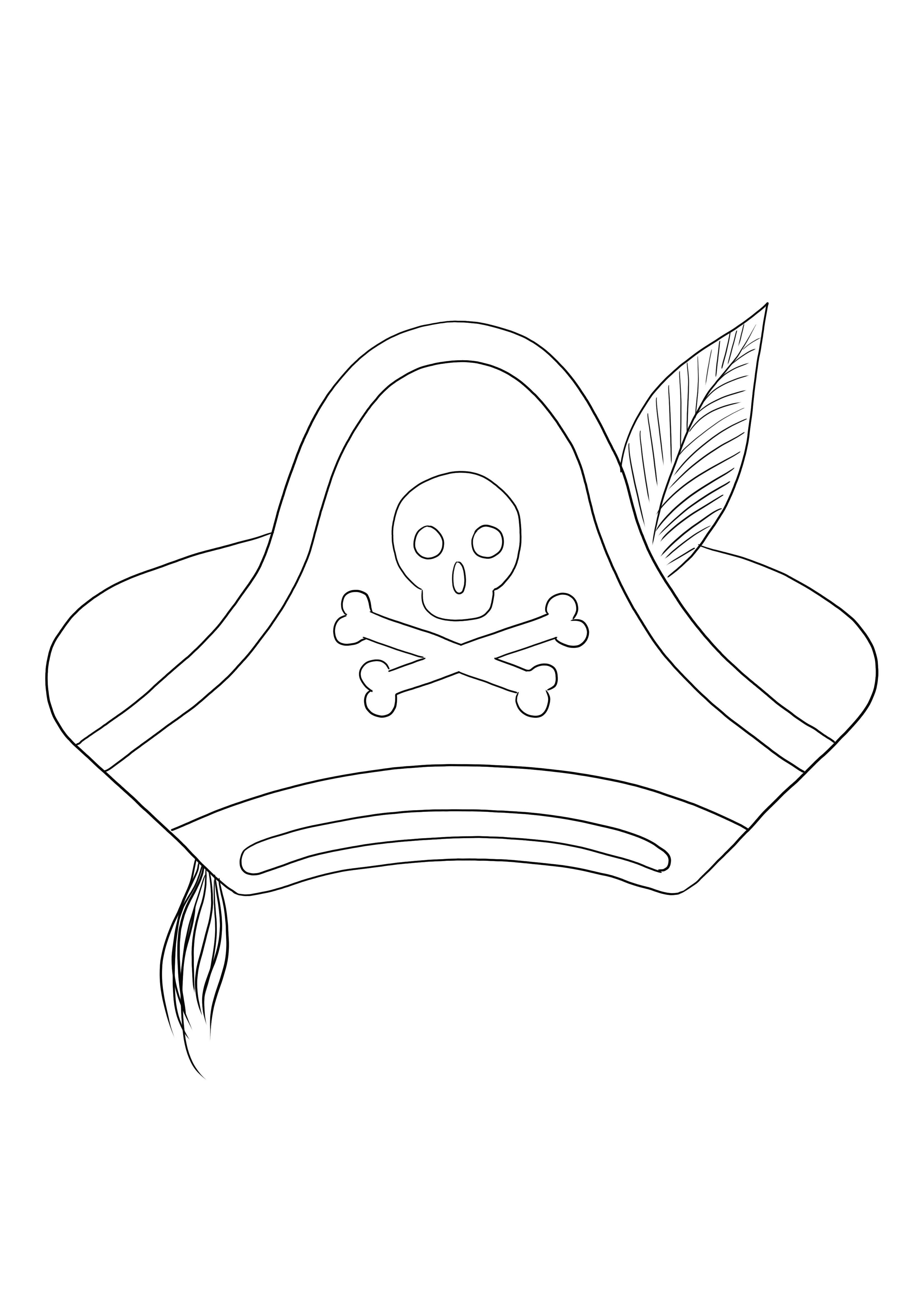 Descarga o impresión gratuita de una imagen de sombrero de pirata para  colorear para niños