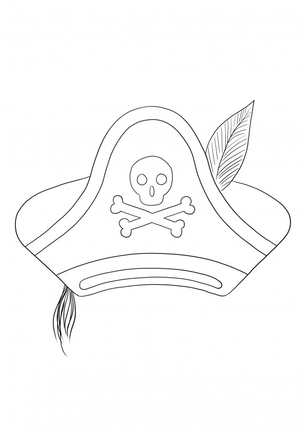 Descarga o impresión gratuita de una imagen de sombrero de pirata para colorear para niños