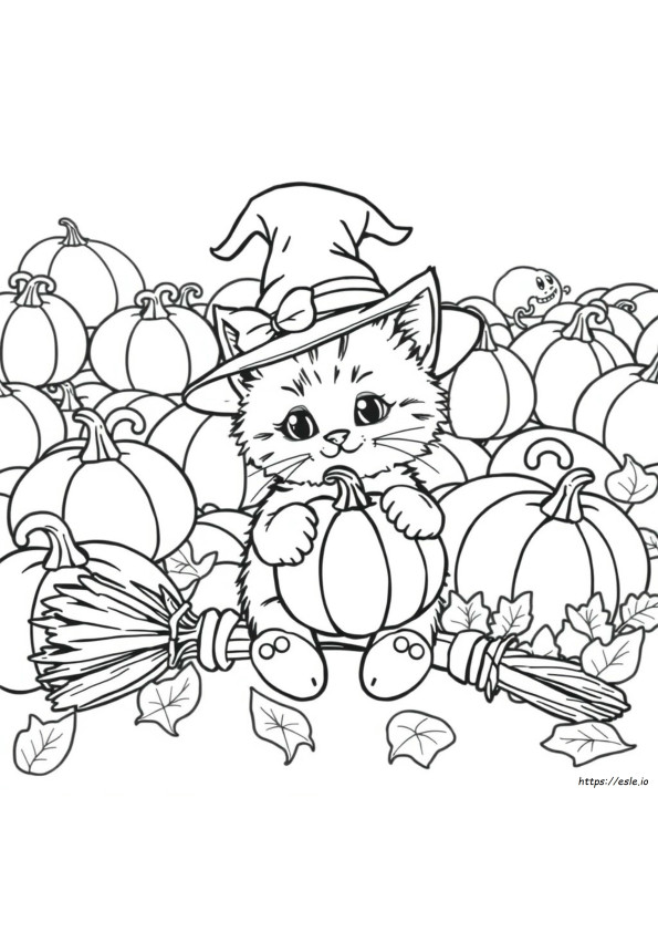 Pisicuță Drăguță De Halloween Desene De Colorat Cu Pisici