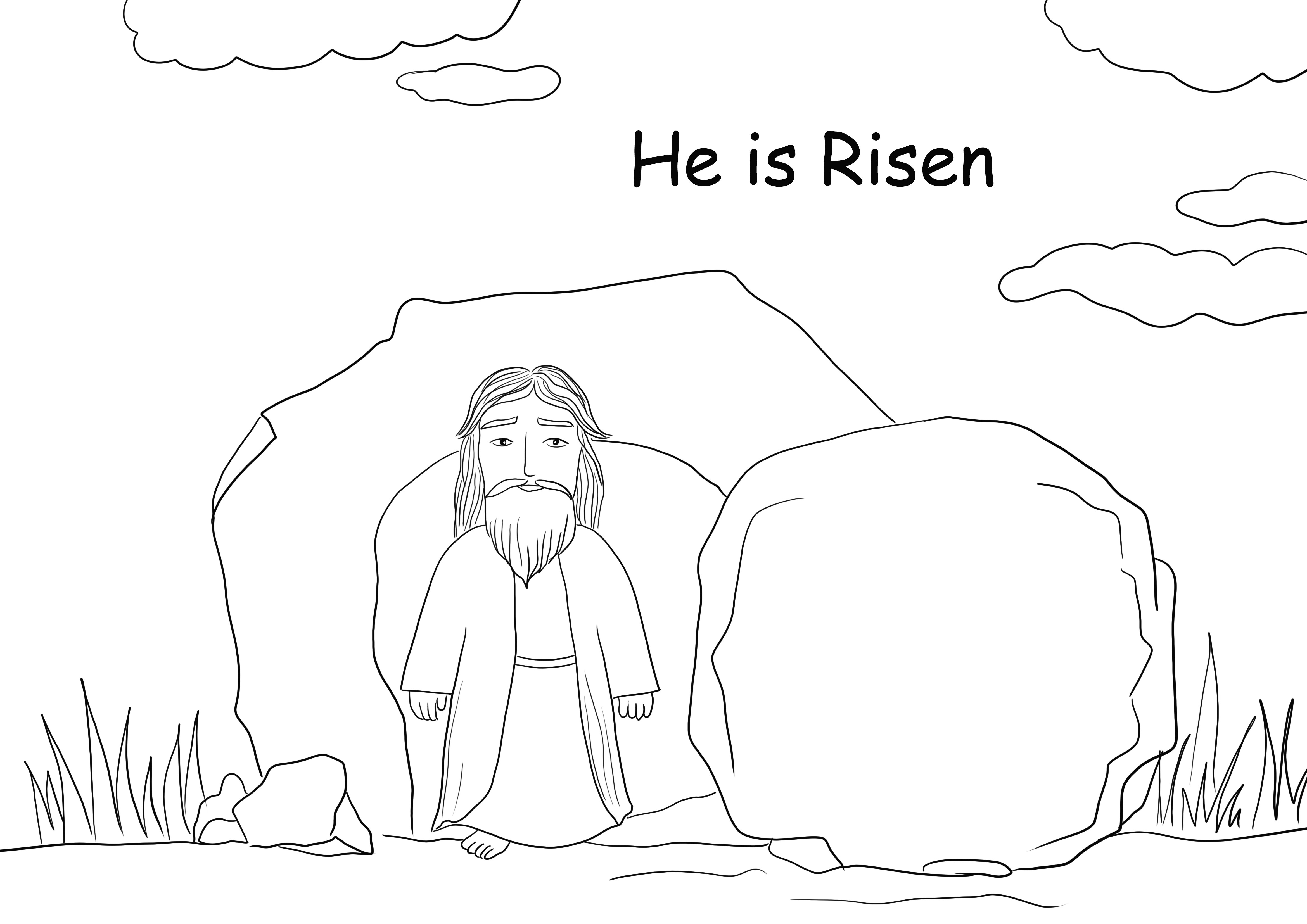 Die Auferstehung Jesu zum Ausmalen kostenlos ausdrucken oder für später speichern und ausmalen