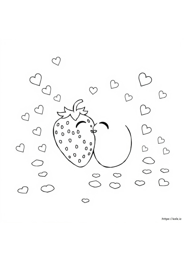 Strawberry Kiss Coloring Page