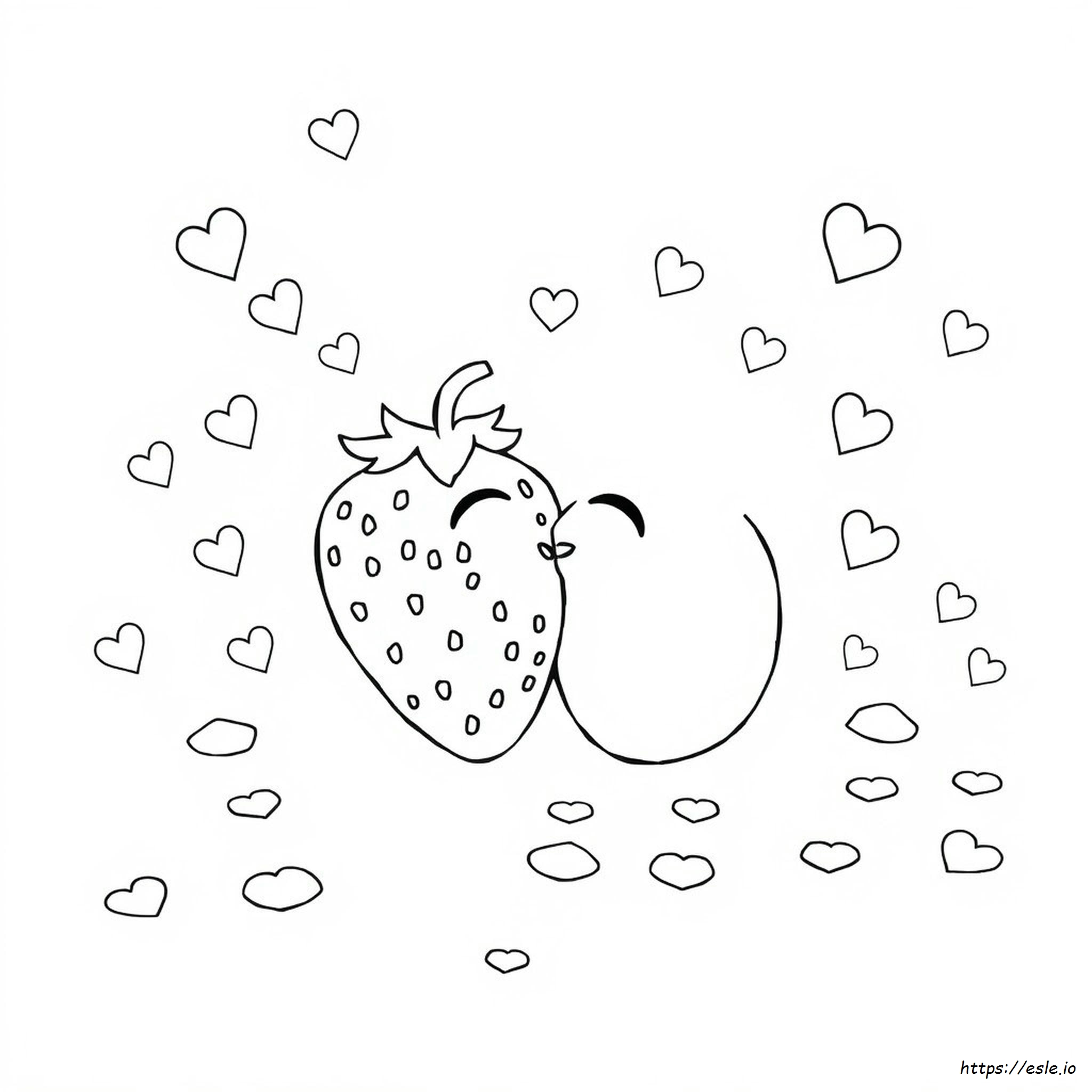 Strawberry Kiss Coloring Page