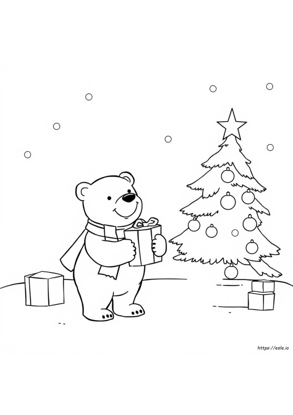 Christmas Polar Bear Coloring Page