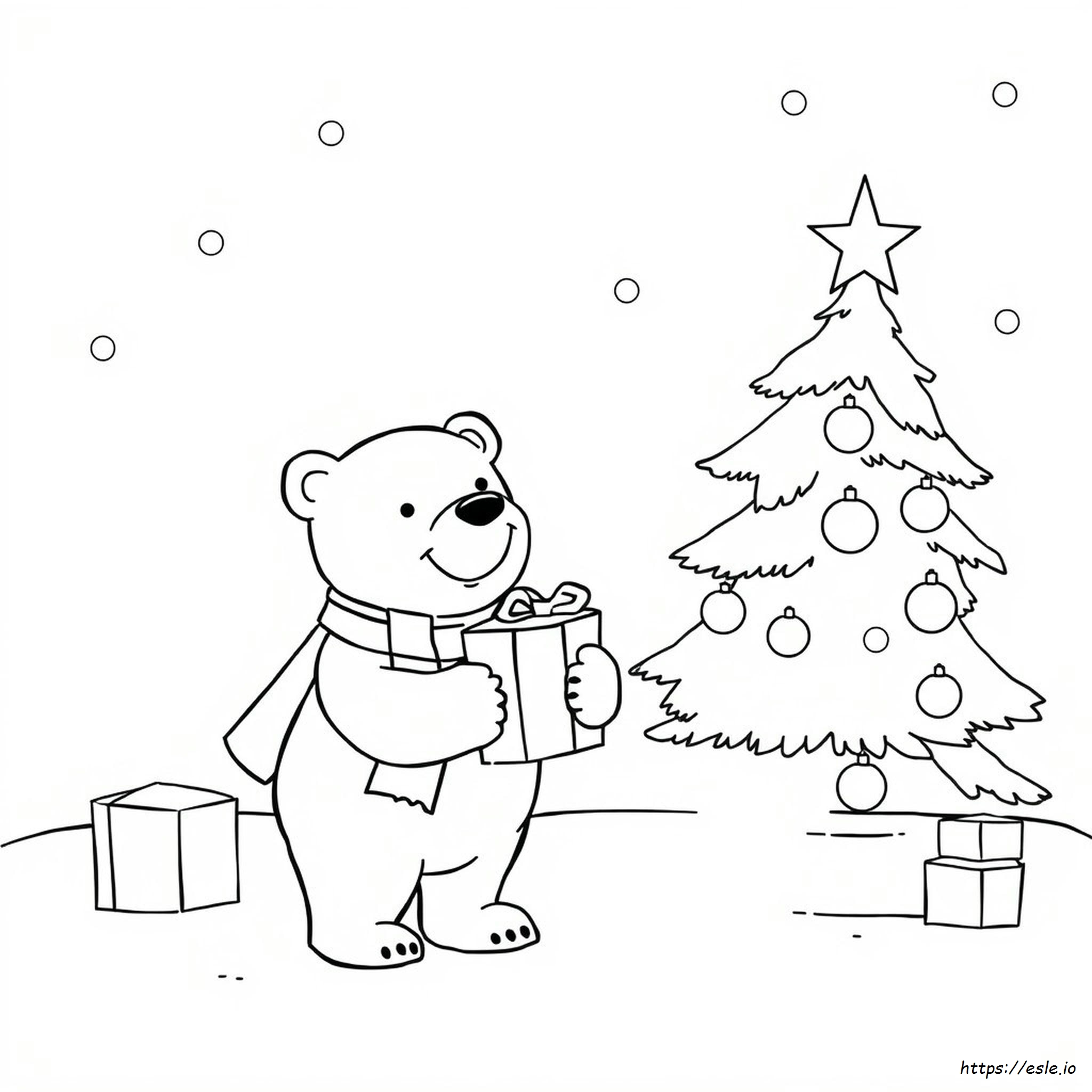 Christmas Polar Bear Coloring Page