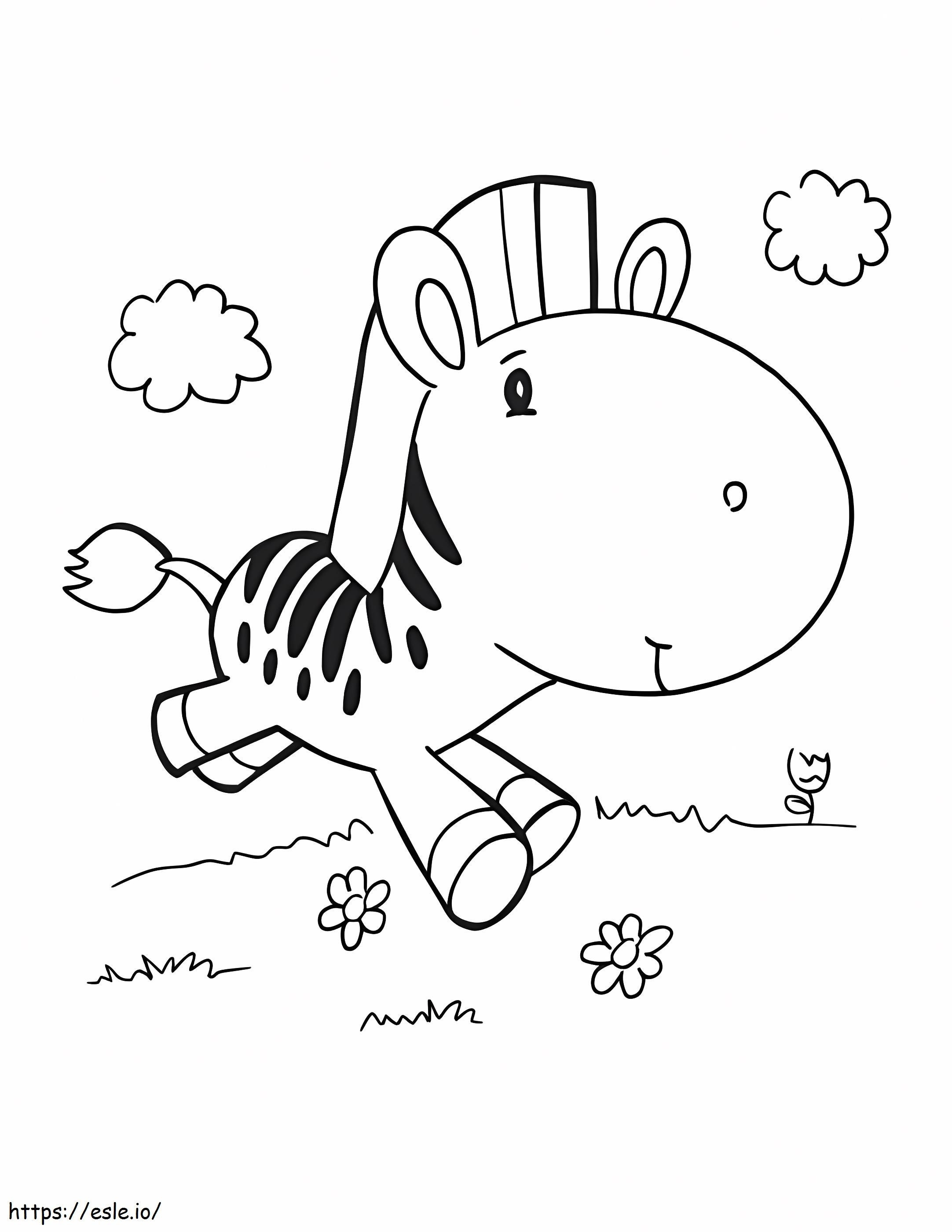 Baby Zebra Running coloring page