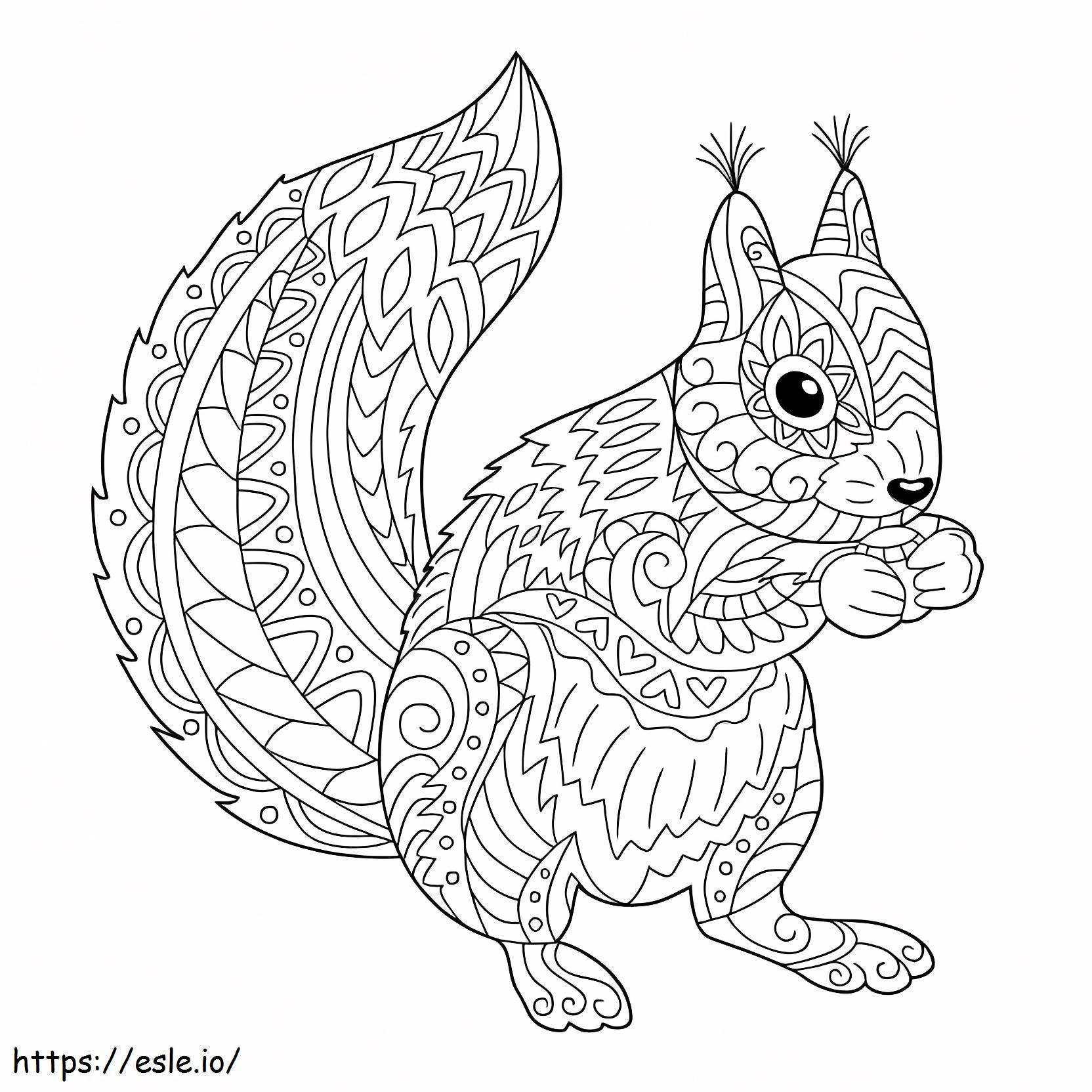 Squirrel Mandala coloring page