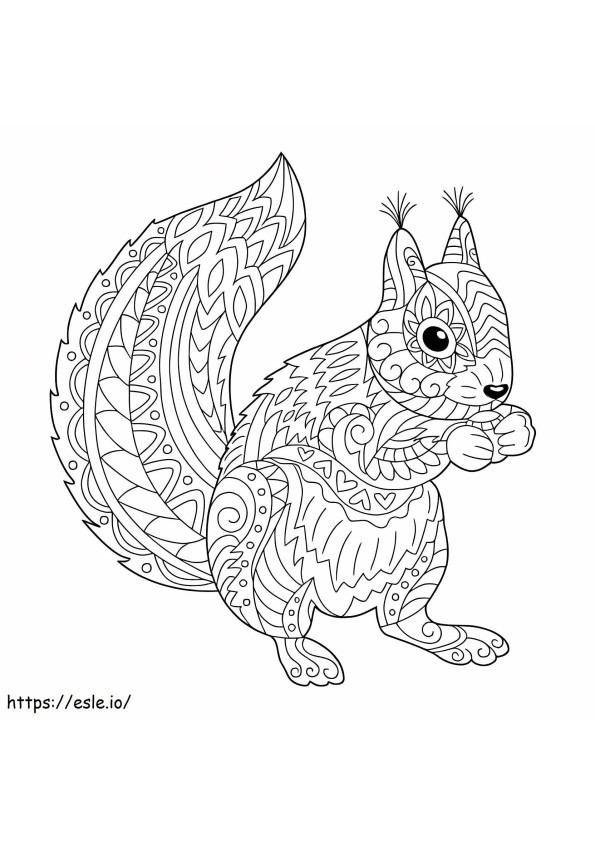 Mandala veveriță de colorat