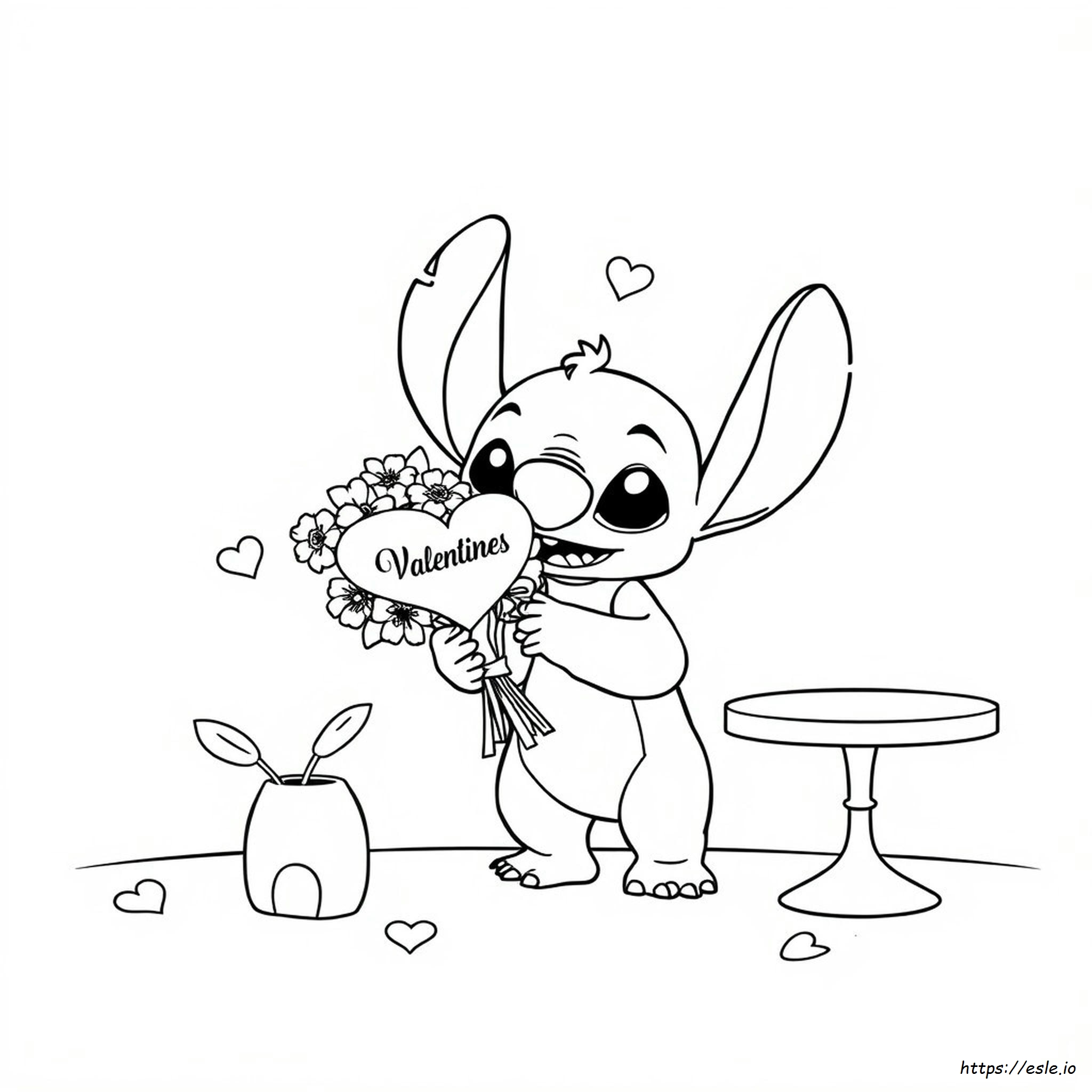 Stitch Valentine Coloring Page