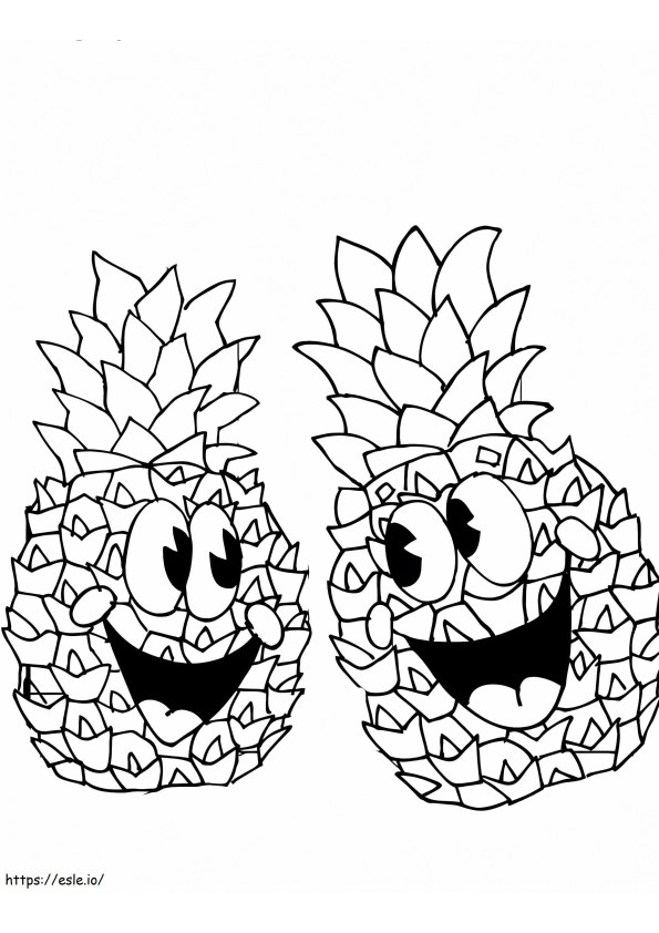 Un paio di ananas felici da colorare