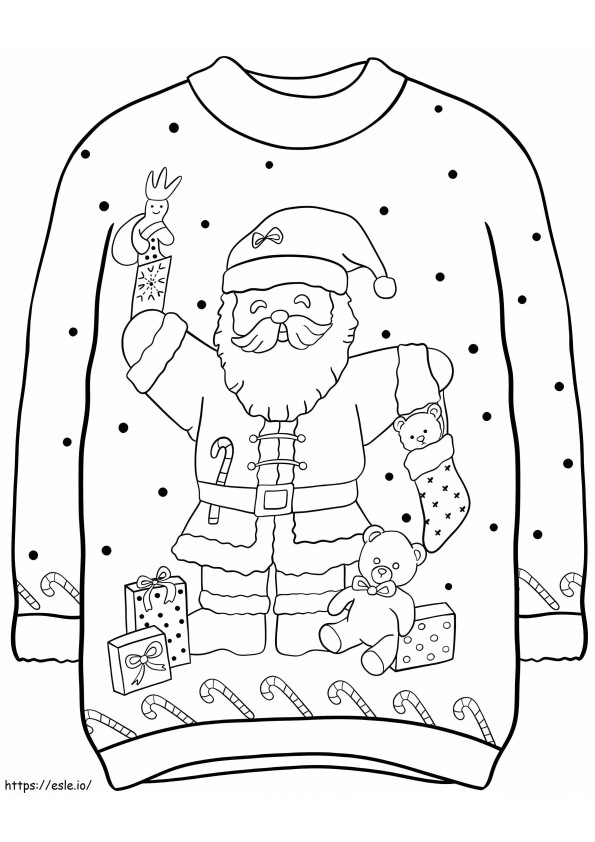 Coloriage Pull moche avec le Père Noël à imprimer dessin