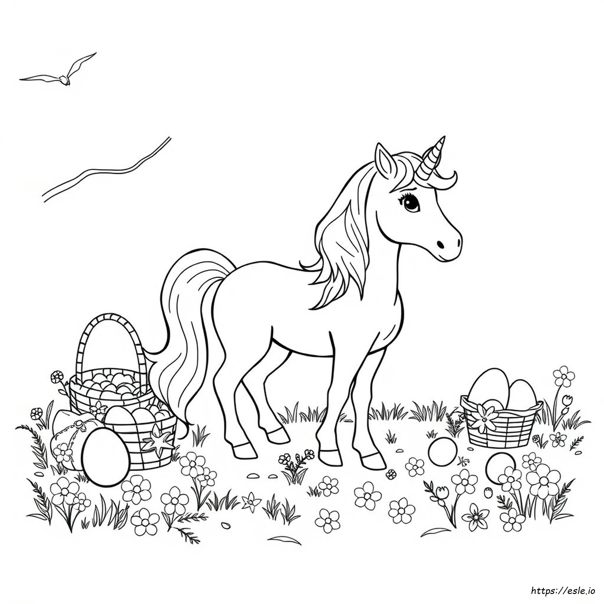 Easter Unicorn Coloring Pages
