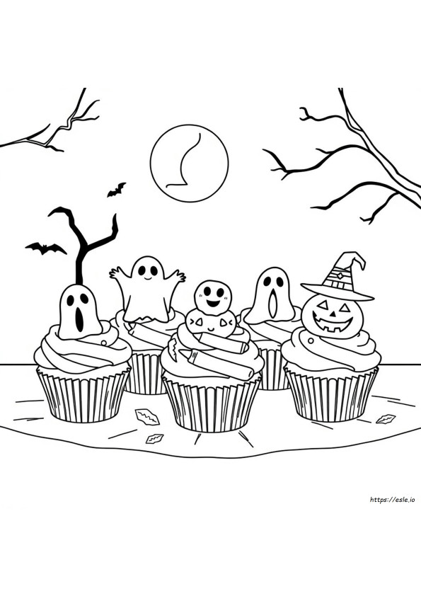 Halloween Cupcake Színező Oldalak