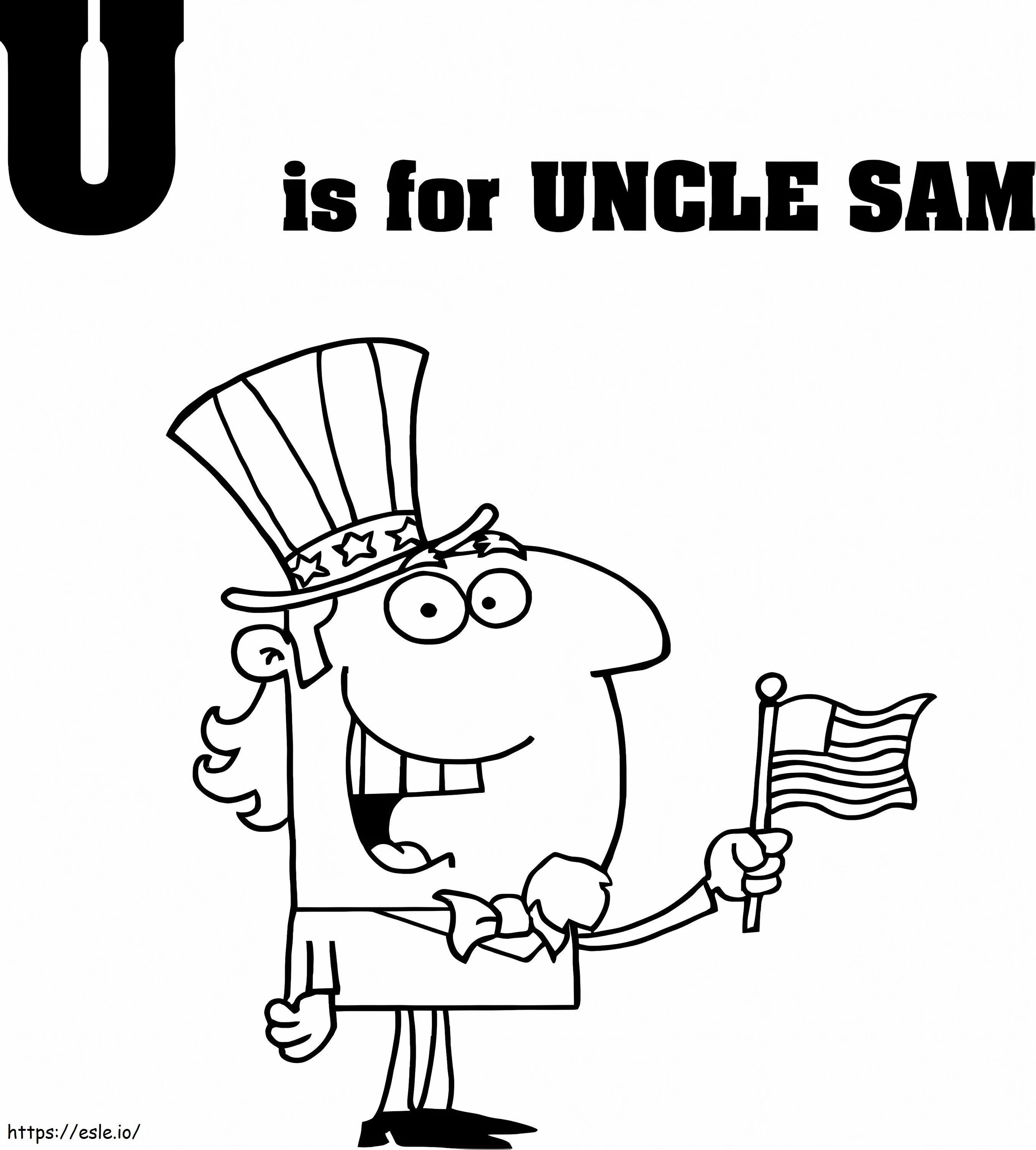 Unchiul Sam litera U de colorat