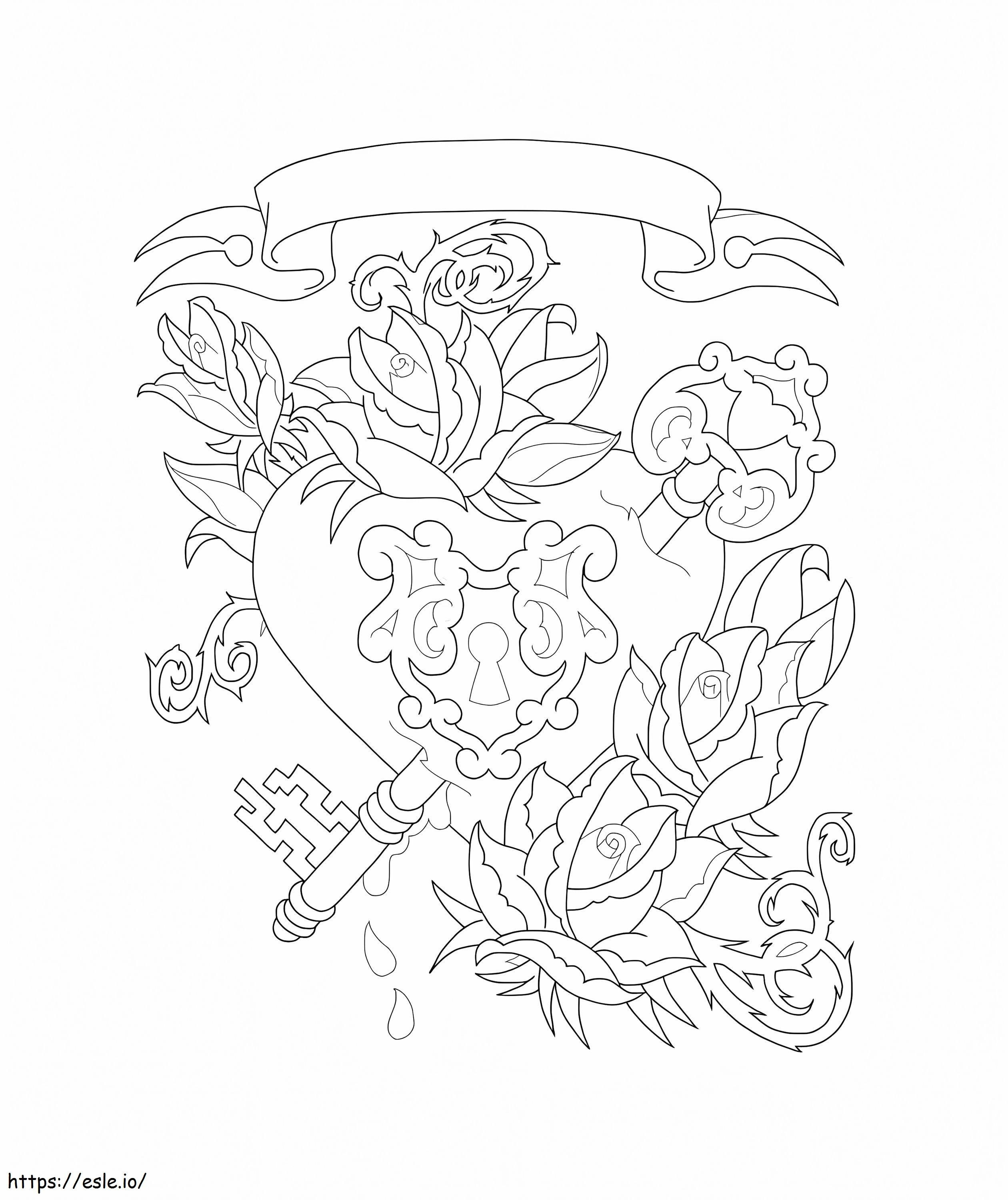 Heart And Key coloring page