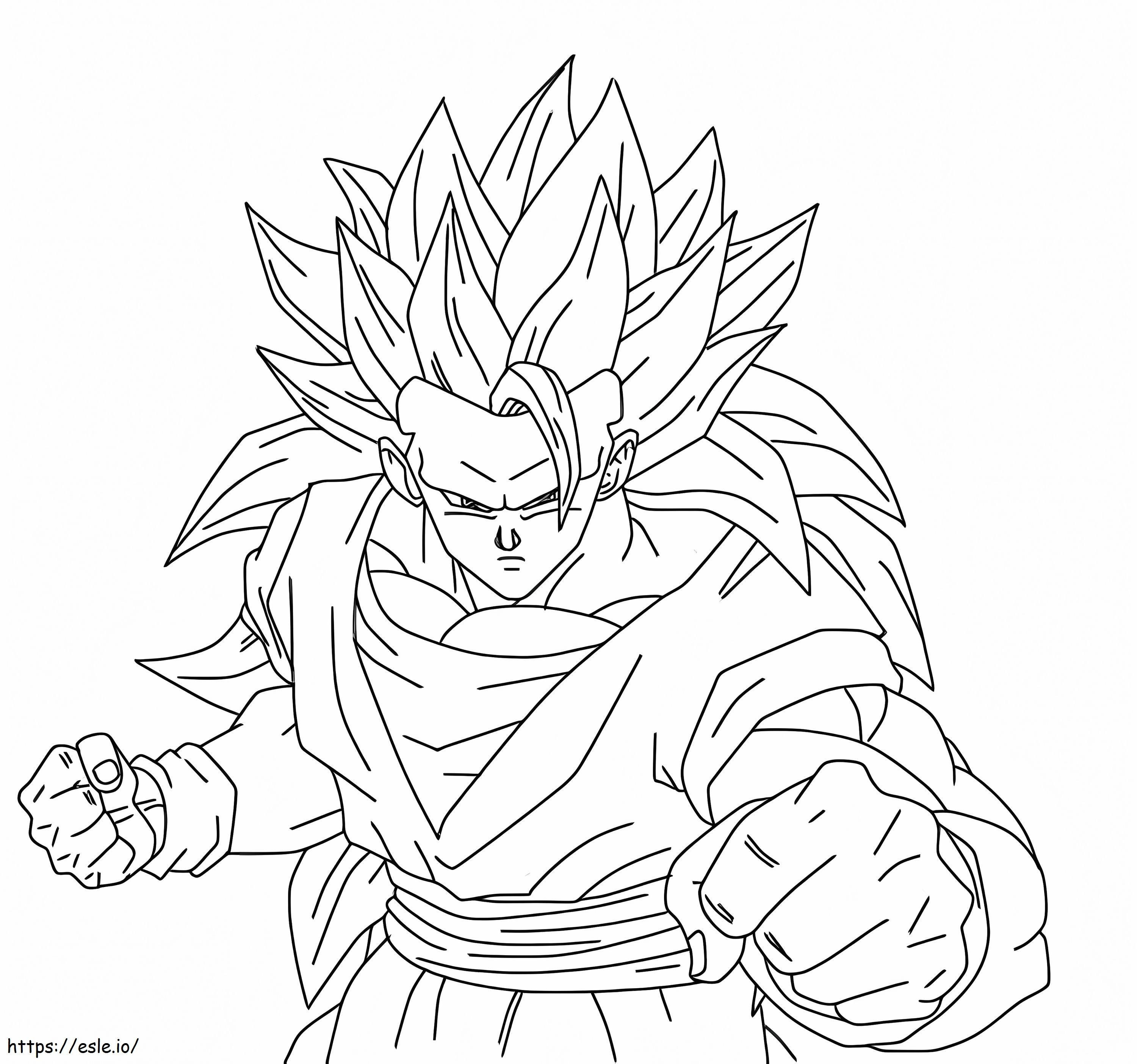Son Goku lutando para colorir