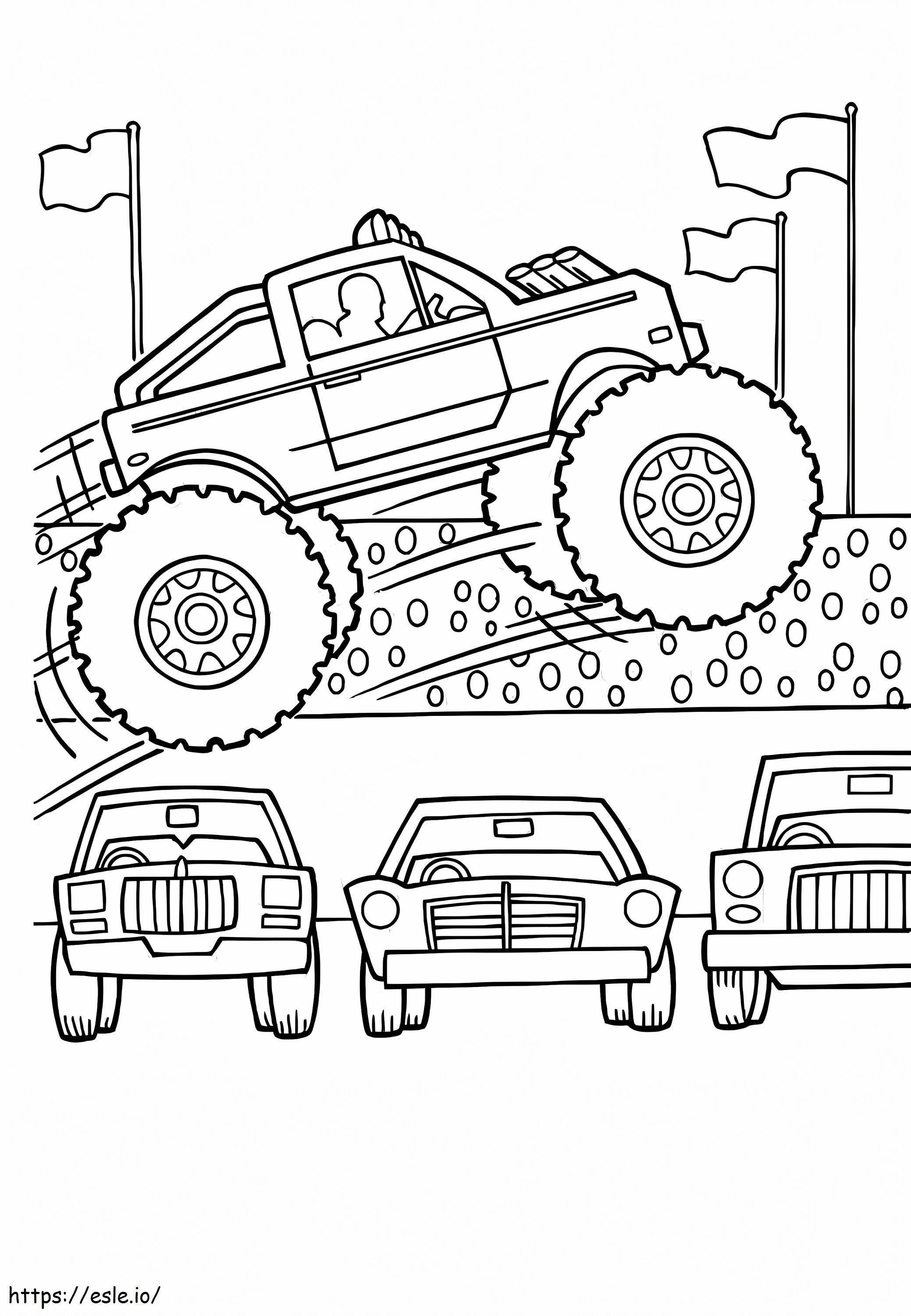 Coloriage Monster Truck sautant à imprimer dessin