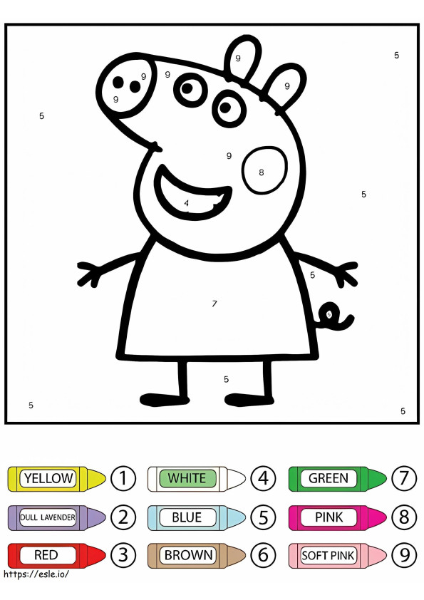 Singolo Pappa Pig Color By Number Page da colorare