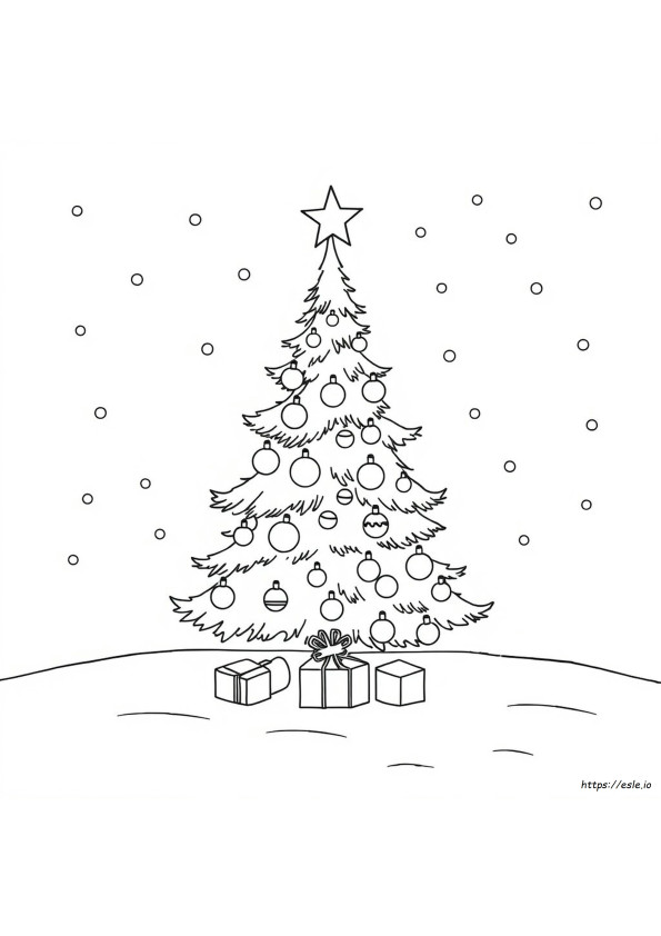 Gambar Pohon Natal Untuk Mewarnai