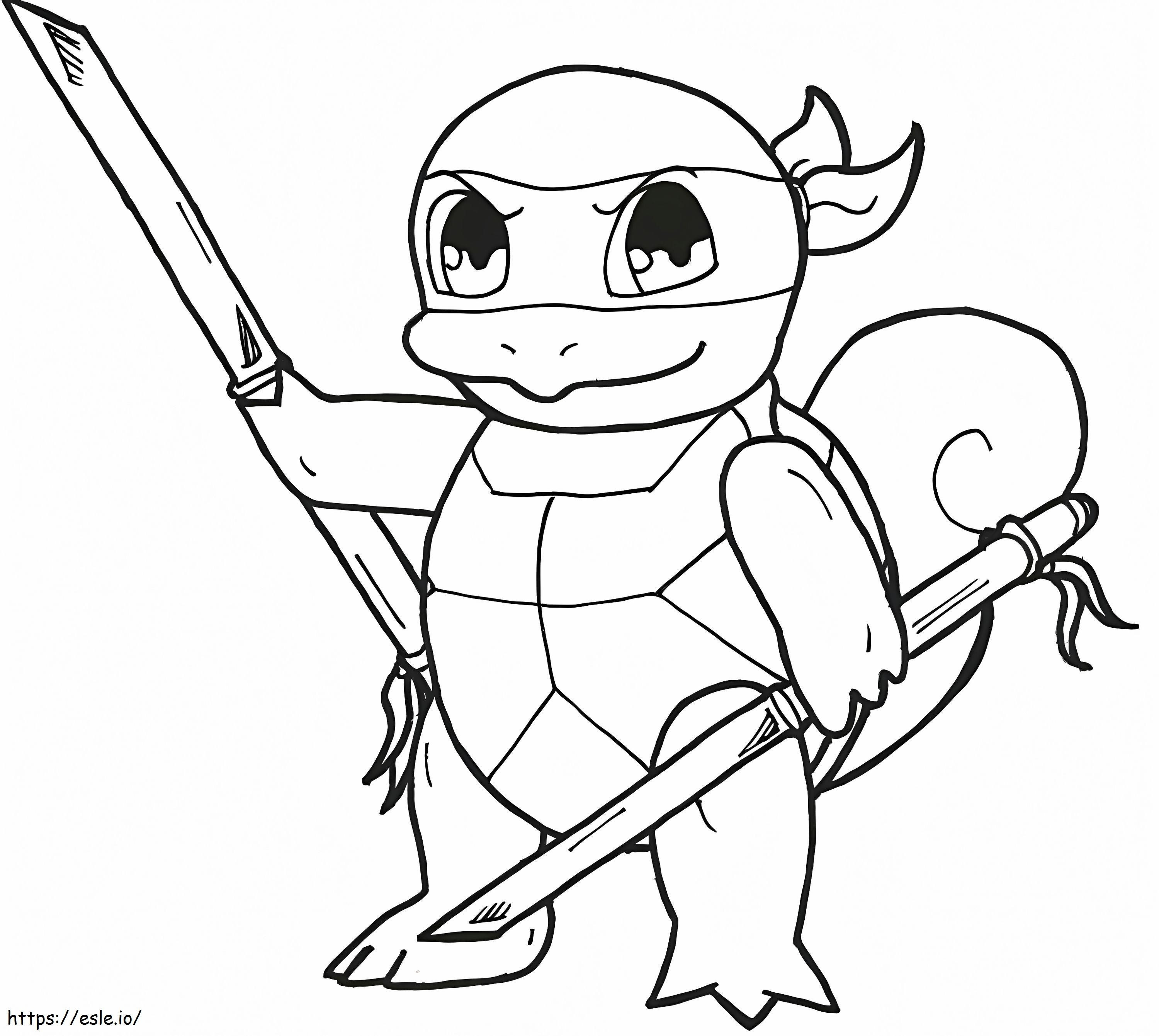 Piccola tartaruga ninja da colorare