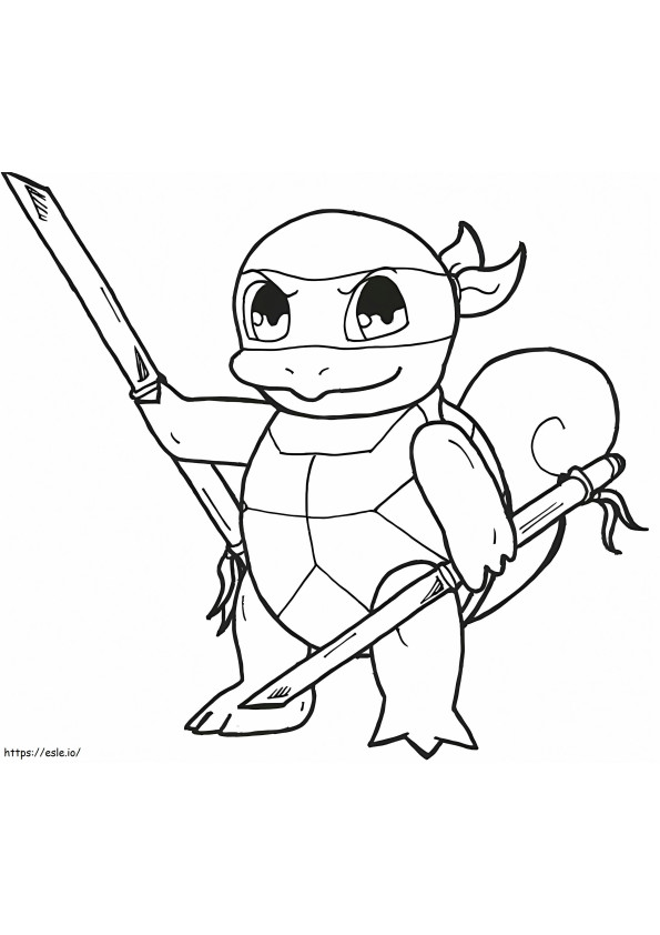 Bebé Tortuga Ninja para colorear