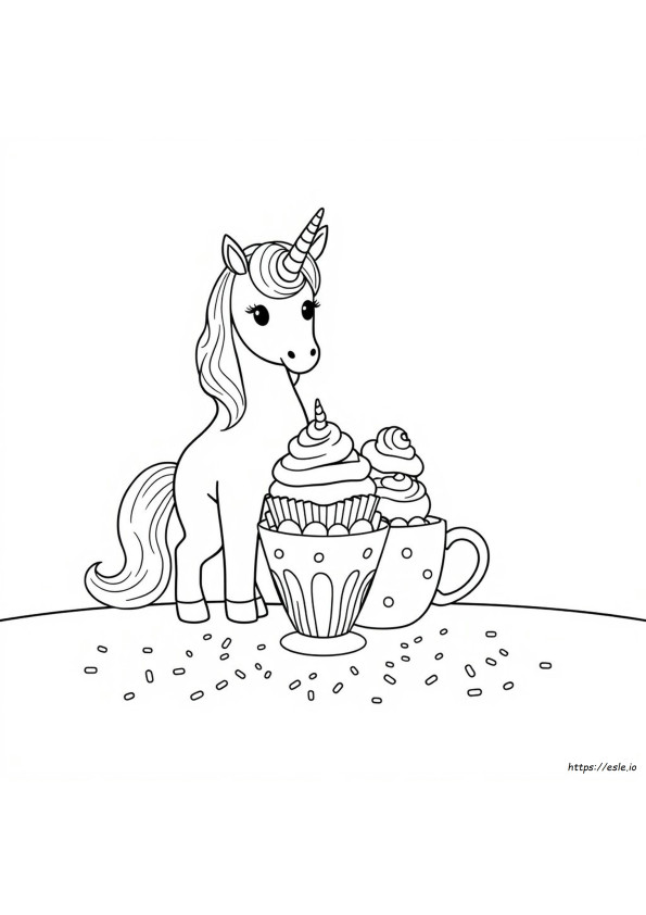 Egyszarvú Cupcake Színező Oldalak