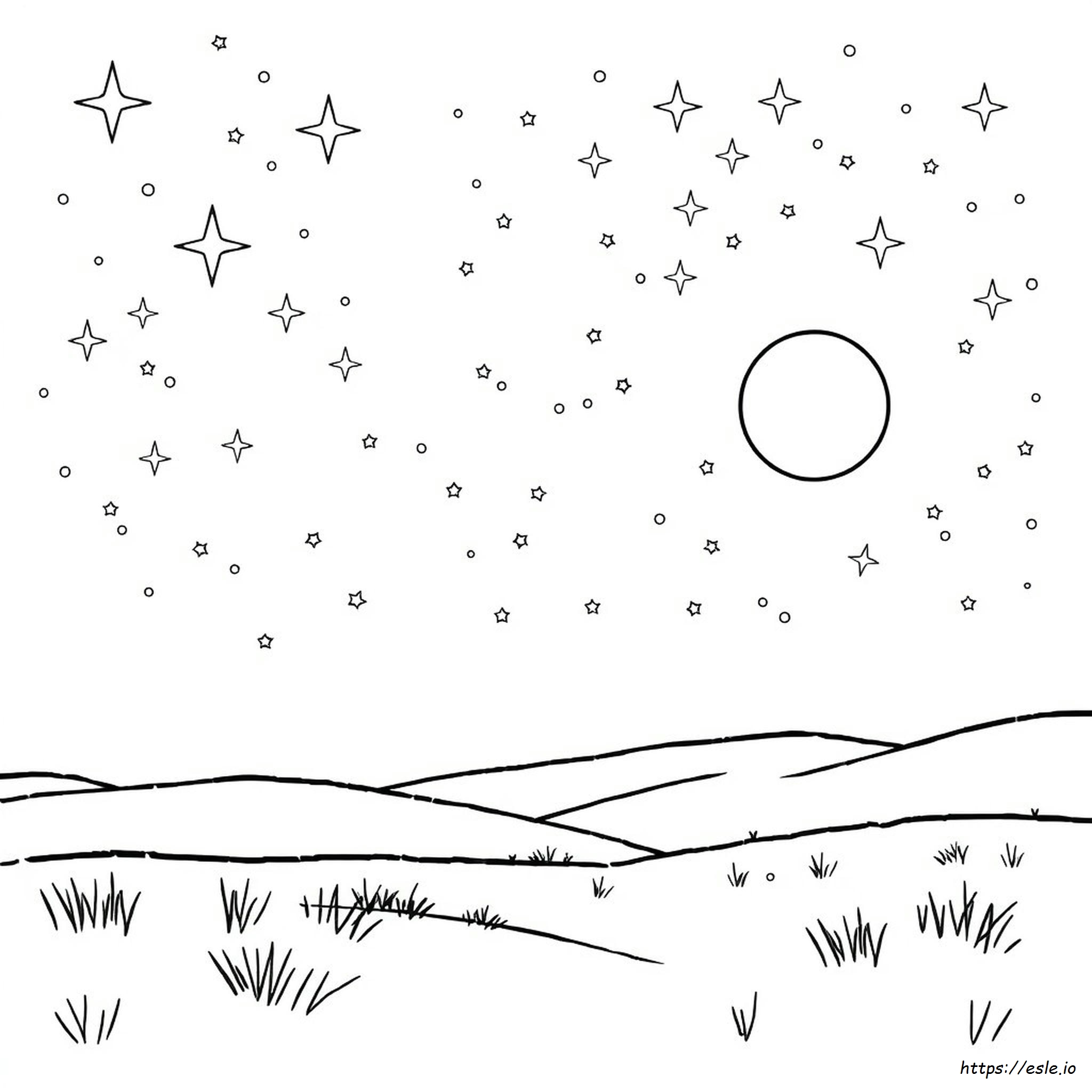 Starry Night Coloring Page