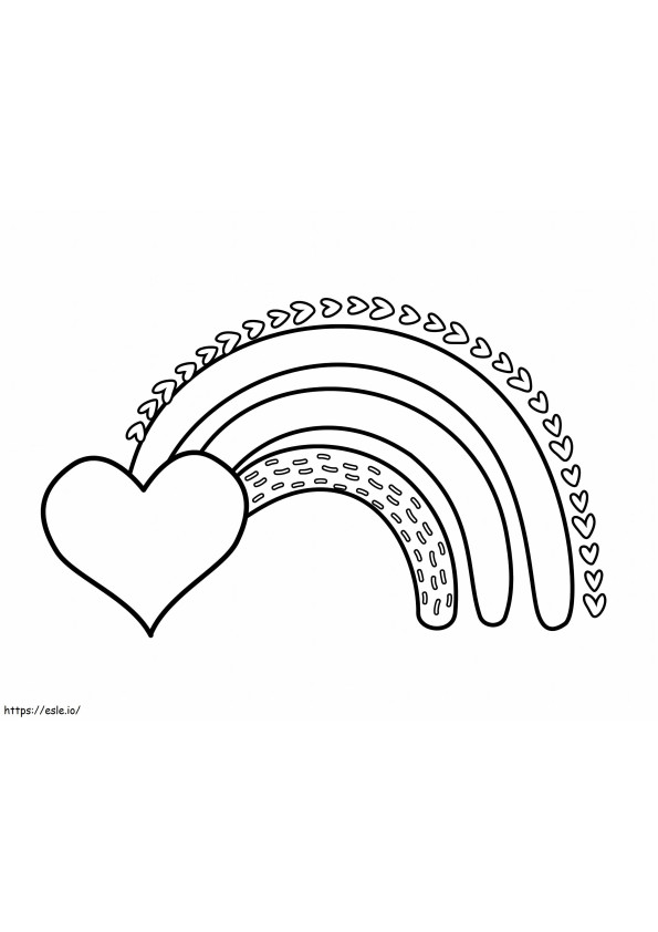 Rainbow With Heart coloring page