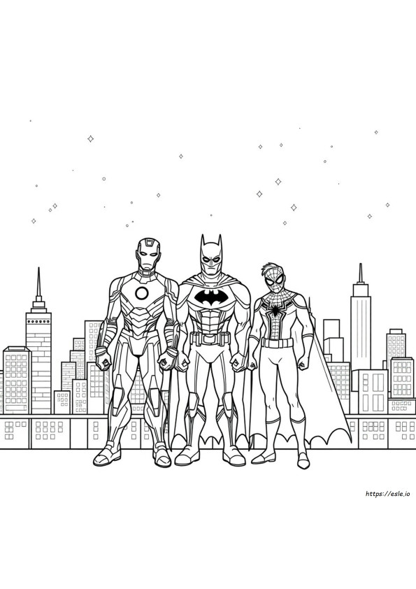 Vasember, Batman És Pókember Színező Oldalak