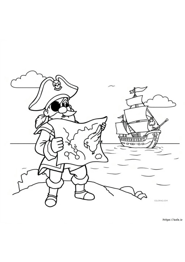 Piratenkarte Ausmalbilder