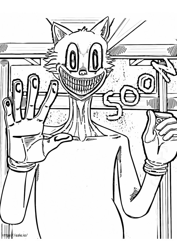 Coloriage Chat de dessin animé effrayant souriant à imprimer dessin