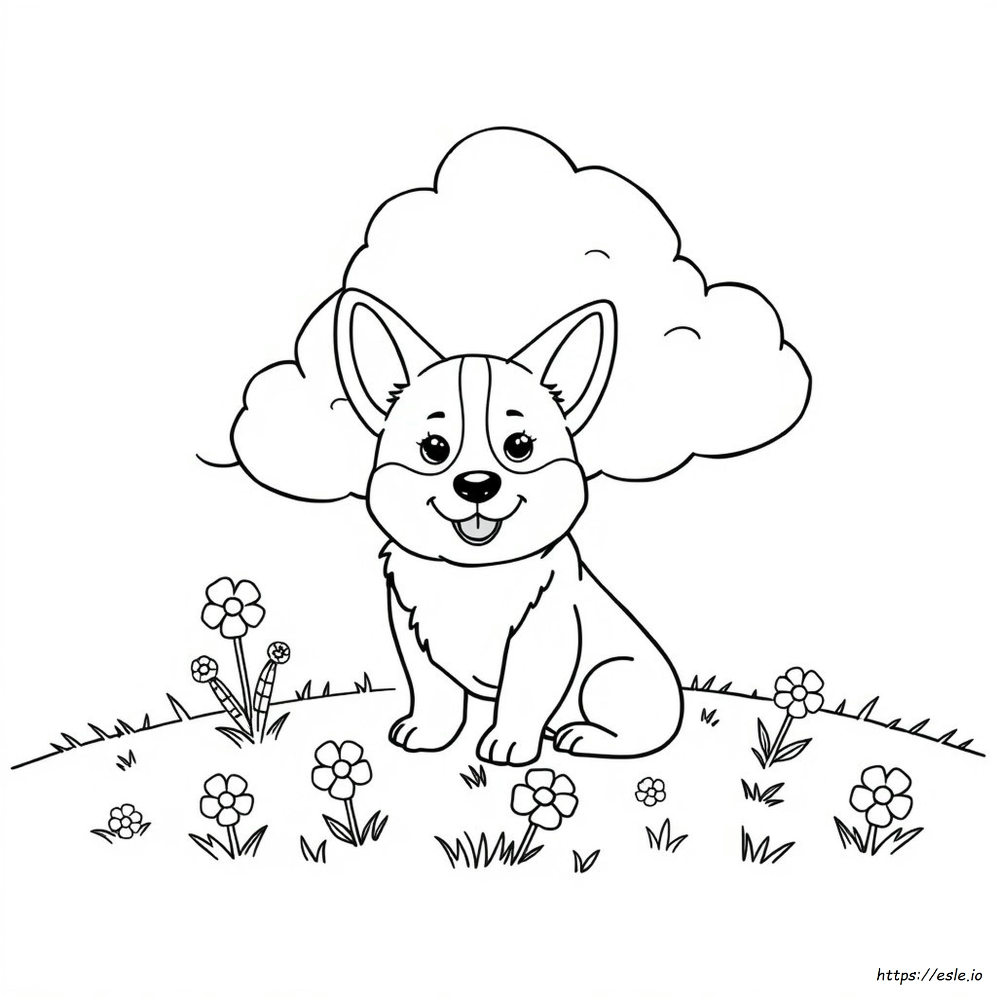 Cartoon Corgi Coloring Pages