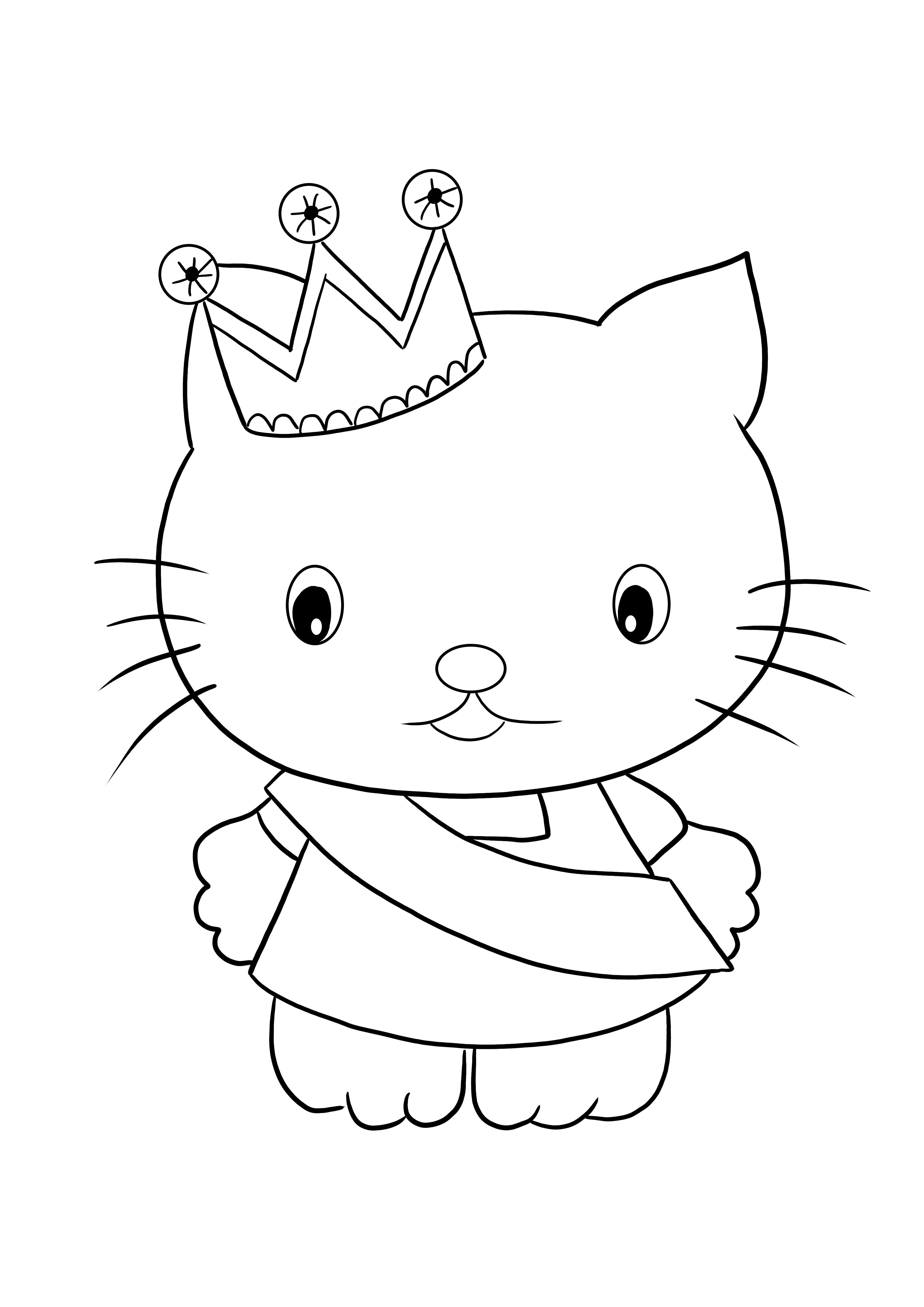 Impressão gratuita da folha de colorir Hello Kitty Princess para colorir e se divertir