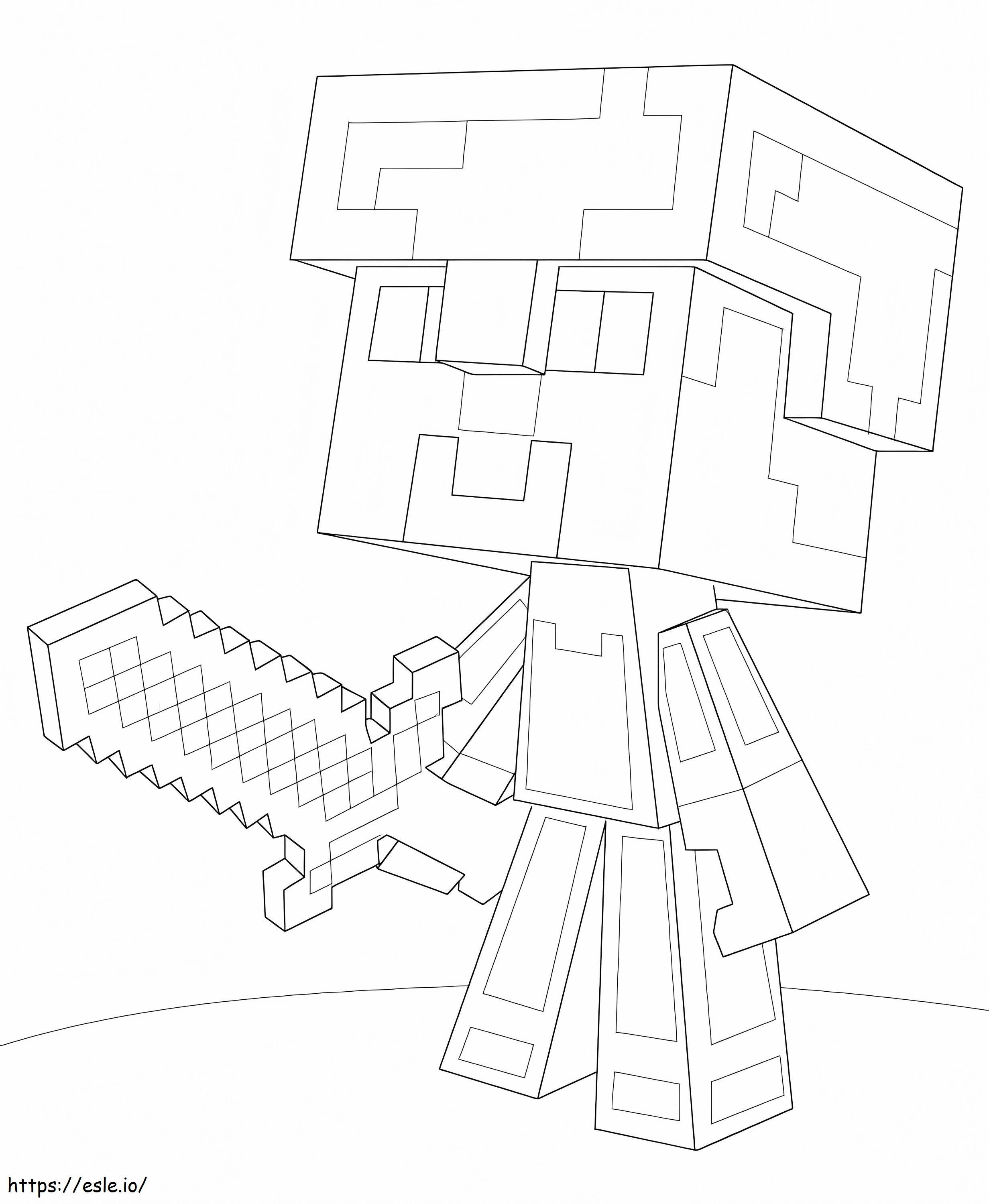 Chibi Steve With Sword coloring page