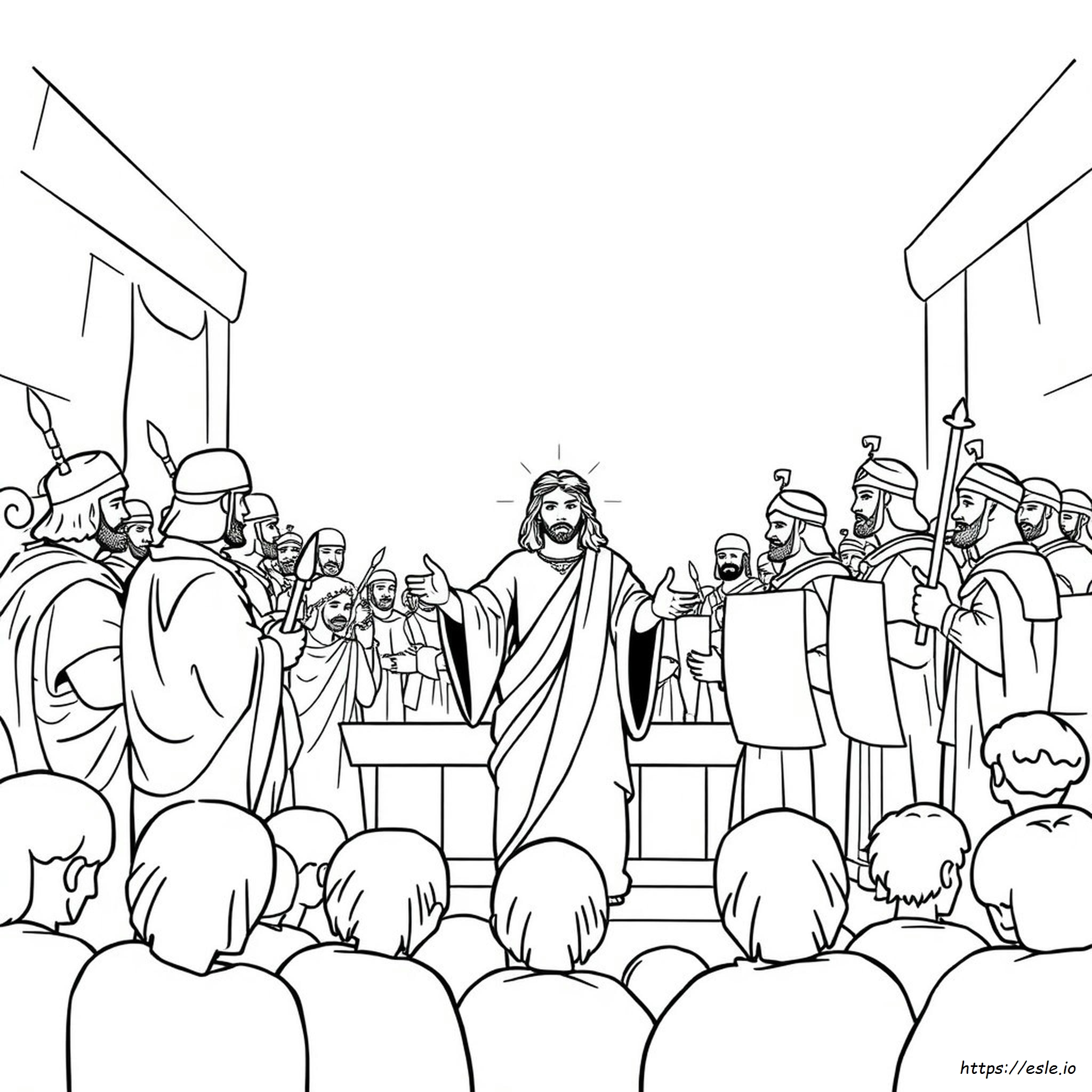 Jesus On Trial Coloring Page