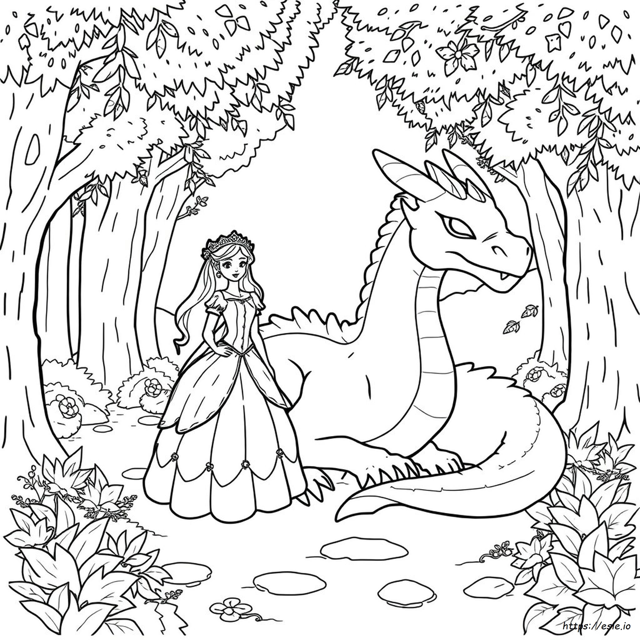 Princess And Dragon Coloring Pages