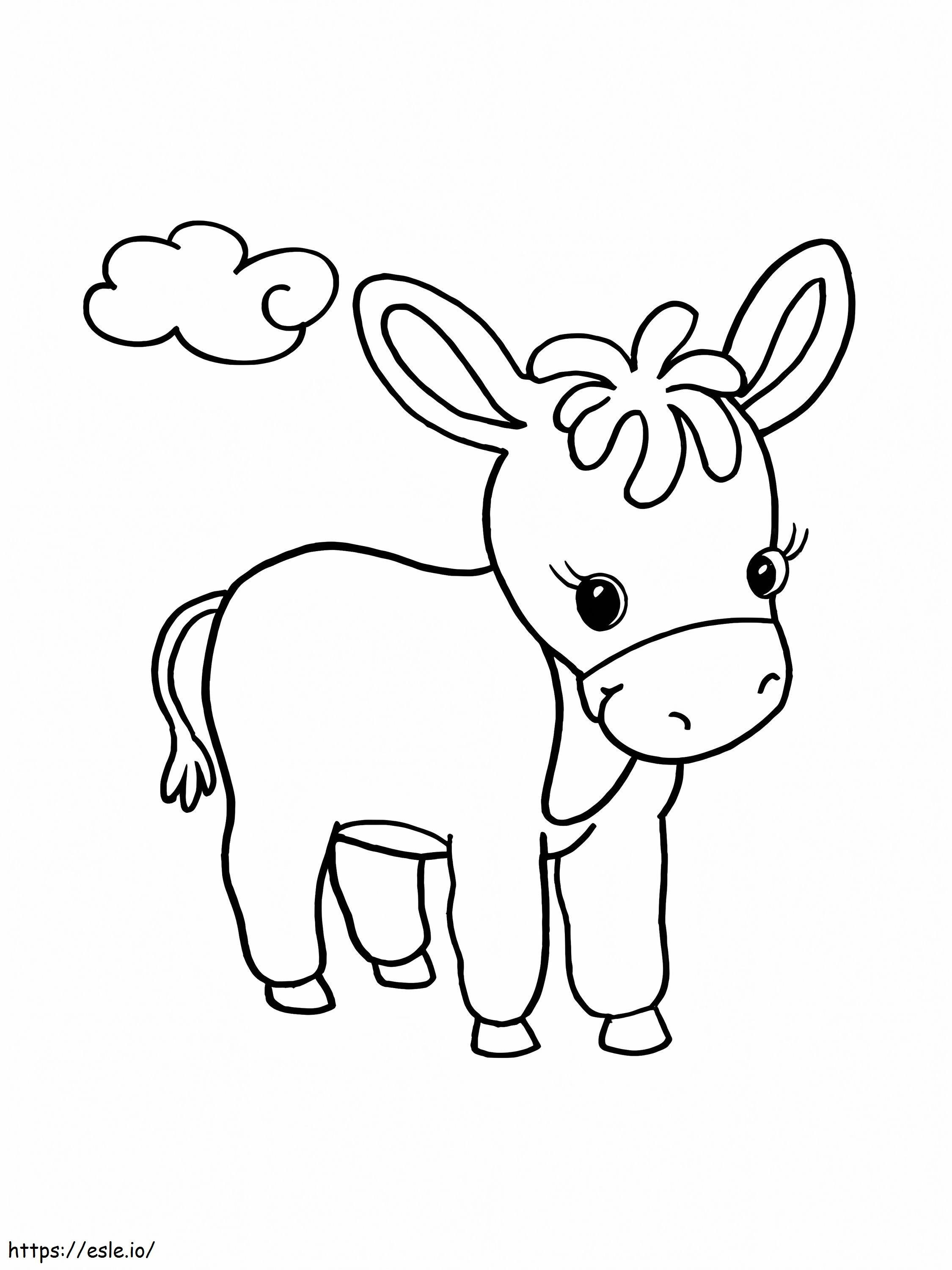 Baby Donkey With Cloud coloring page