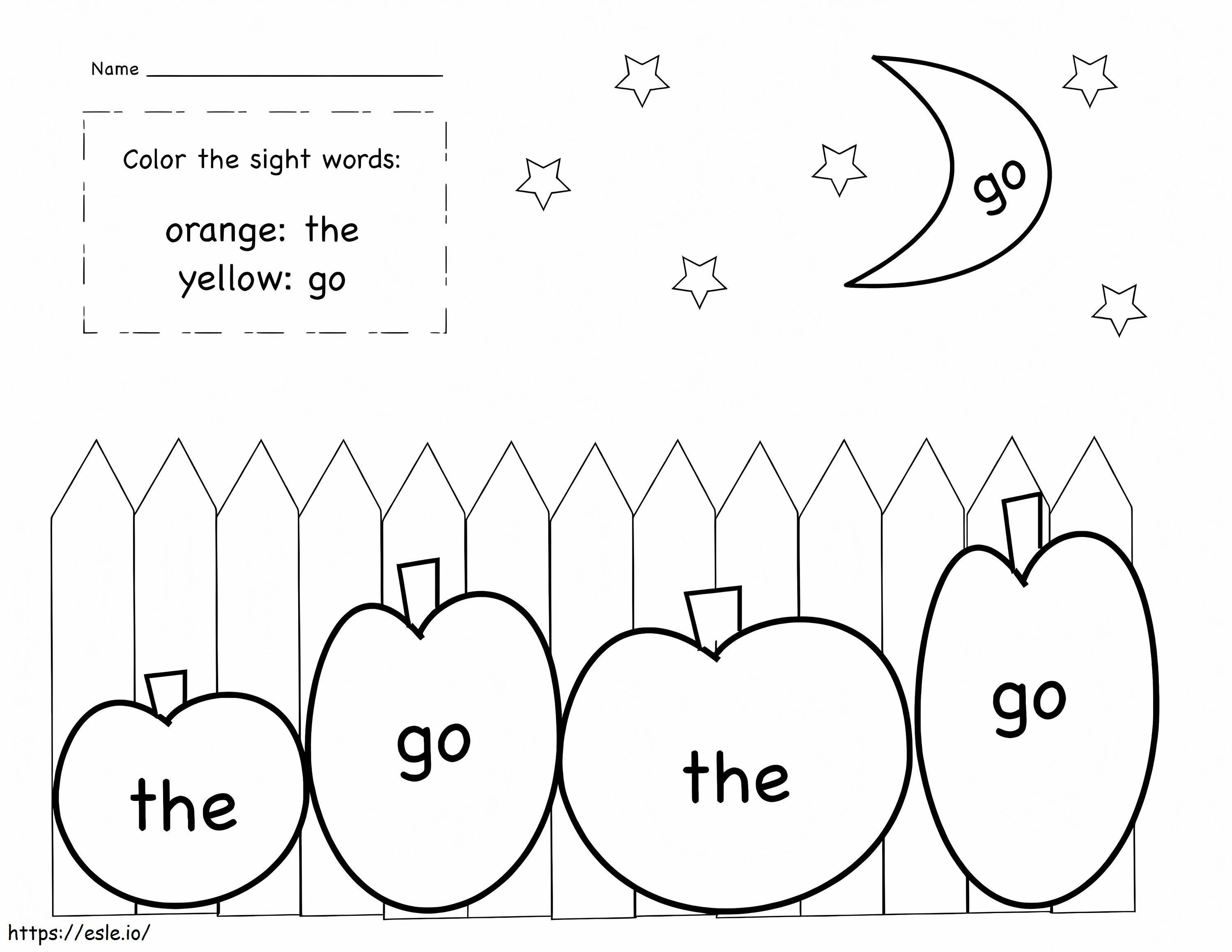 Apples Sight Words coloring page