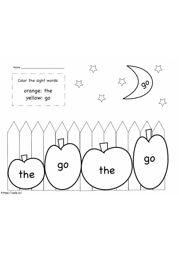 Apples Sight Words coloring page