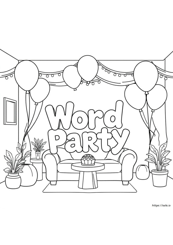 Páginas Para Colorear De Word Party Para Imprimir