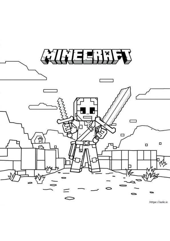 Elmas Kılıç Minecraft Boyama Sayfaları