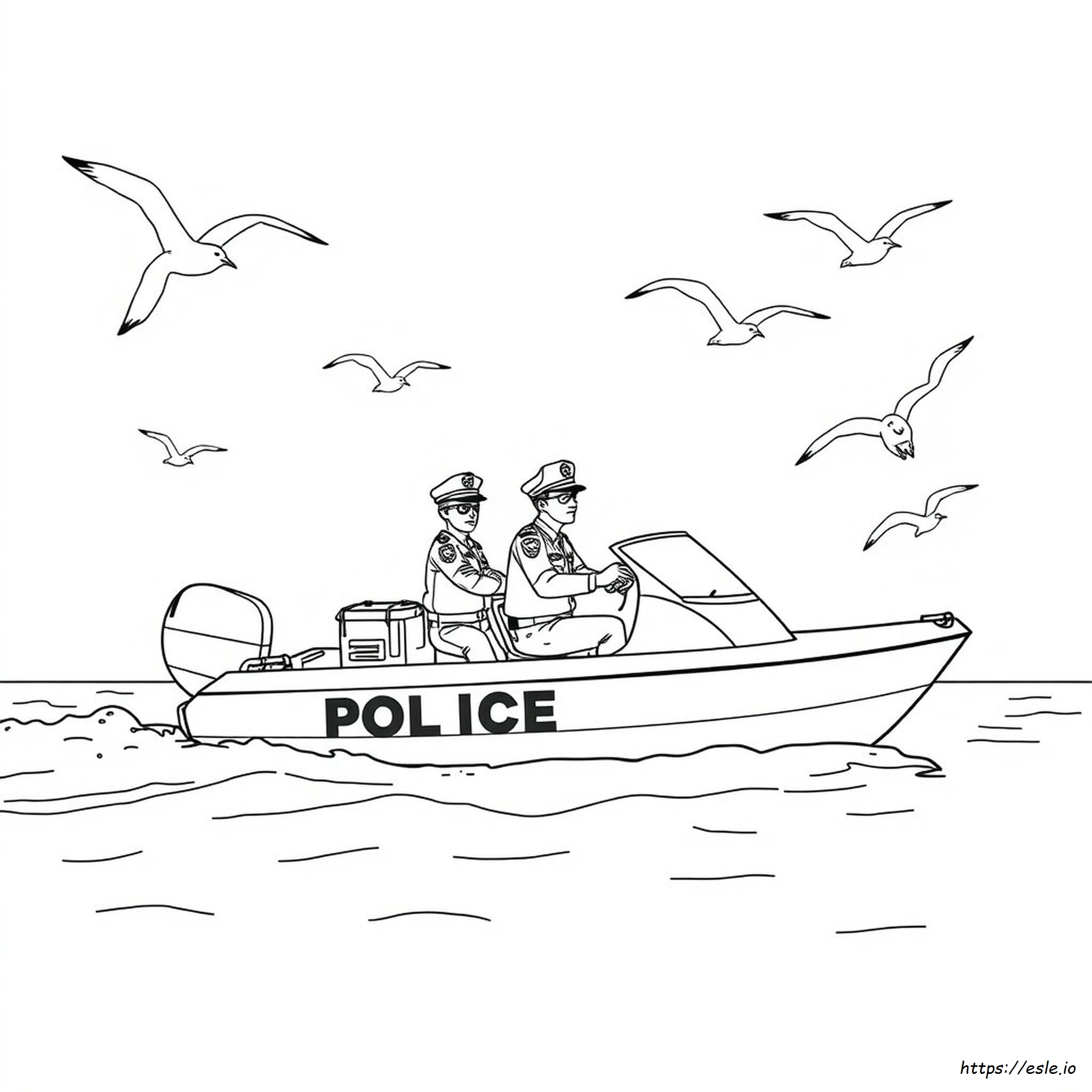 Police Boat Coloring Pages