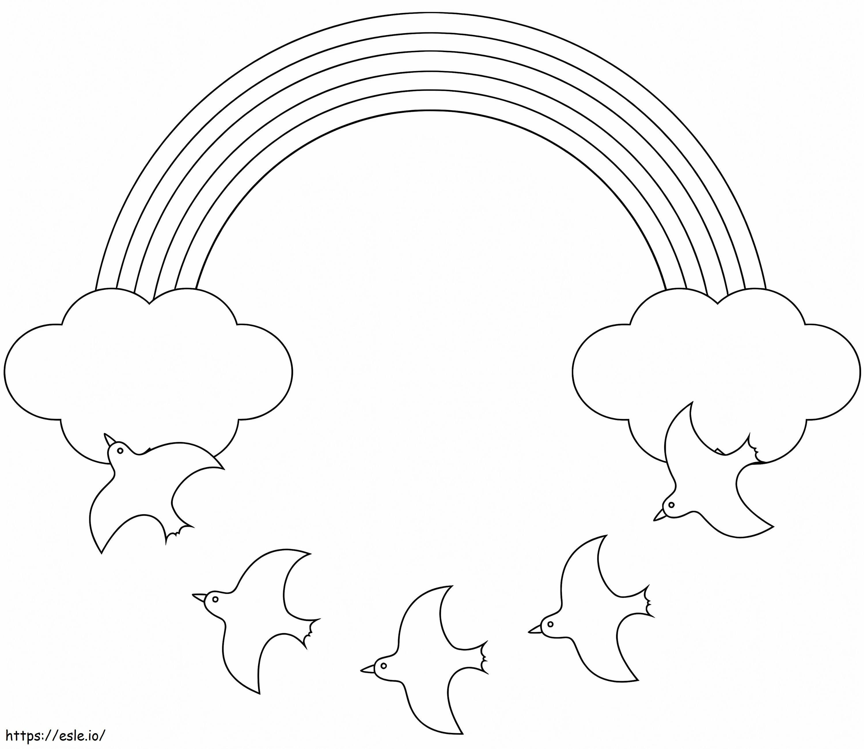 Birds And Rainbow coloring page