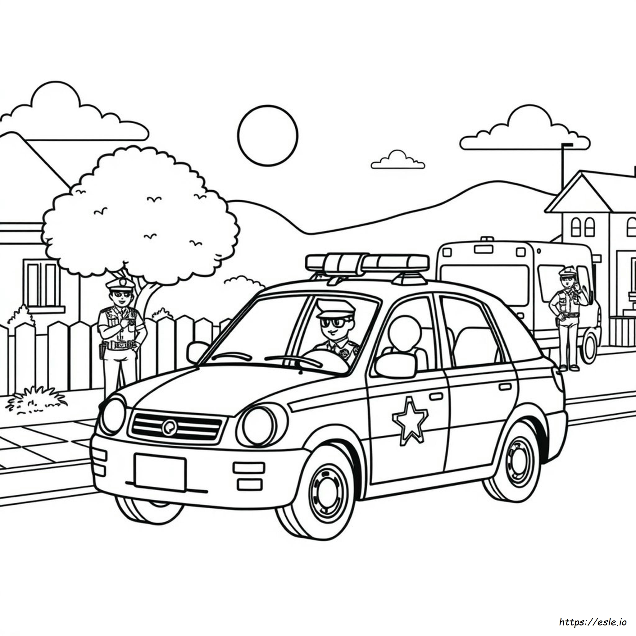 Police Car Cartoon Coloring Pages