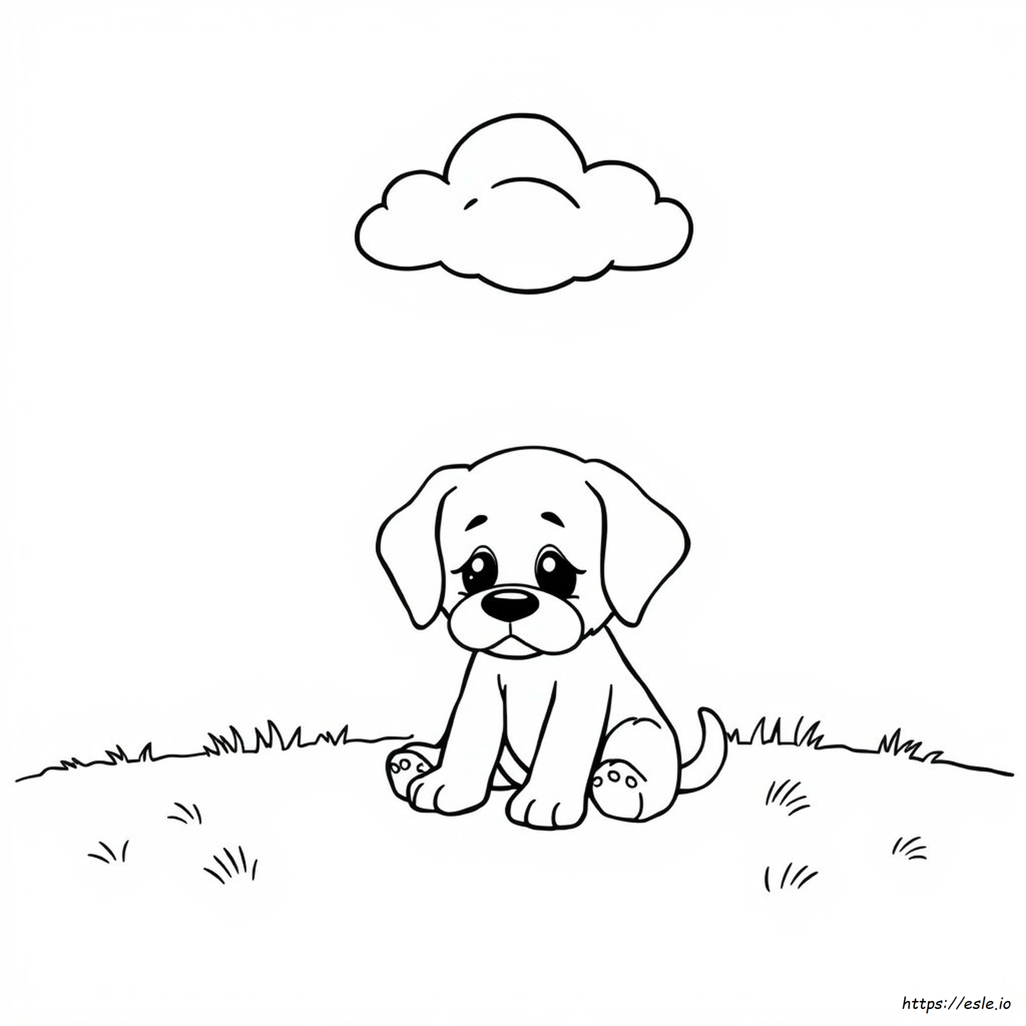 Sad Puppy Coloring Page