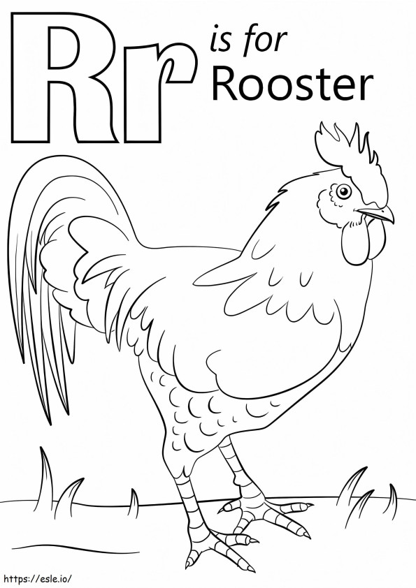 Rooster Letter R coloring page