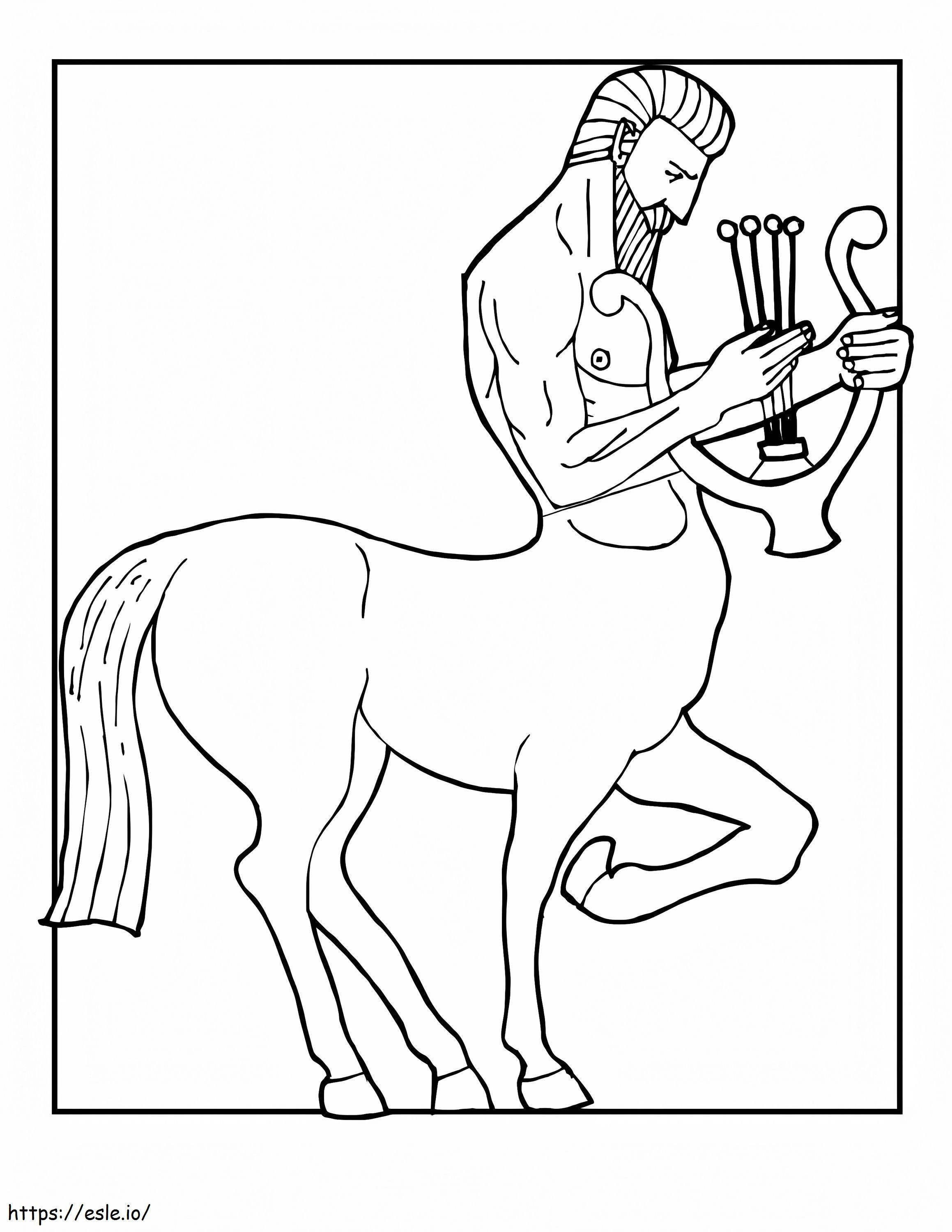 Coloriage Centaure avec harpe à imprimer dessin